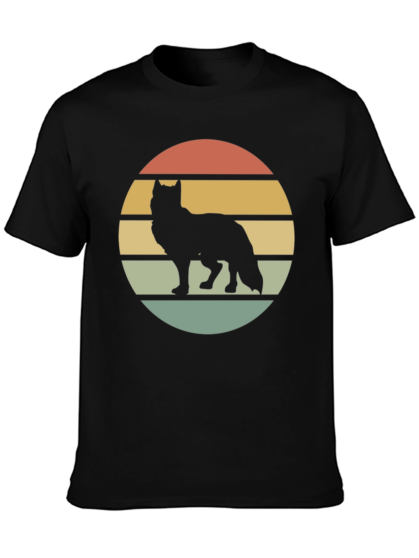 Black Wolf Silhouette Sunset Tee view 3