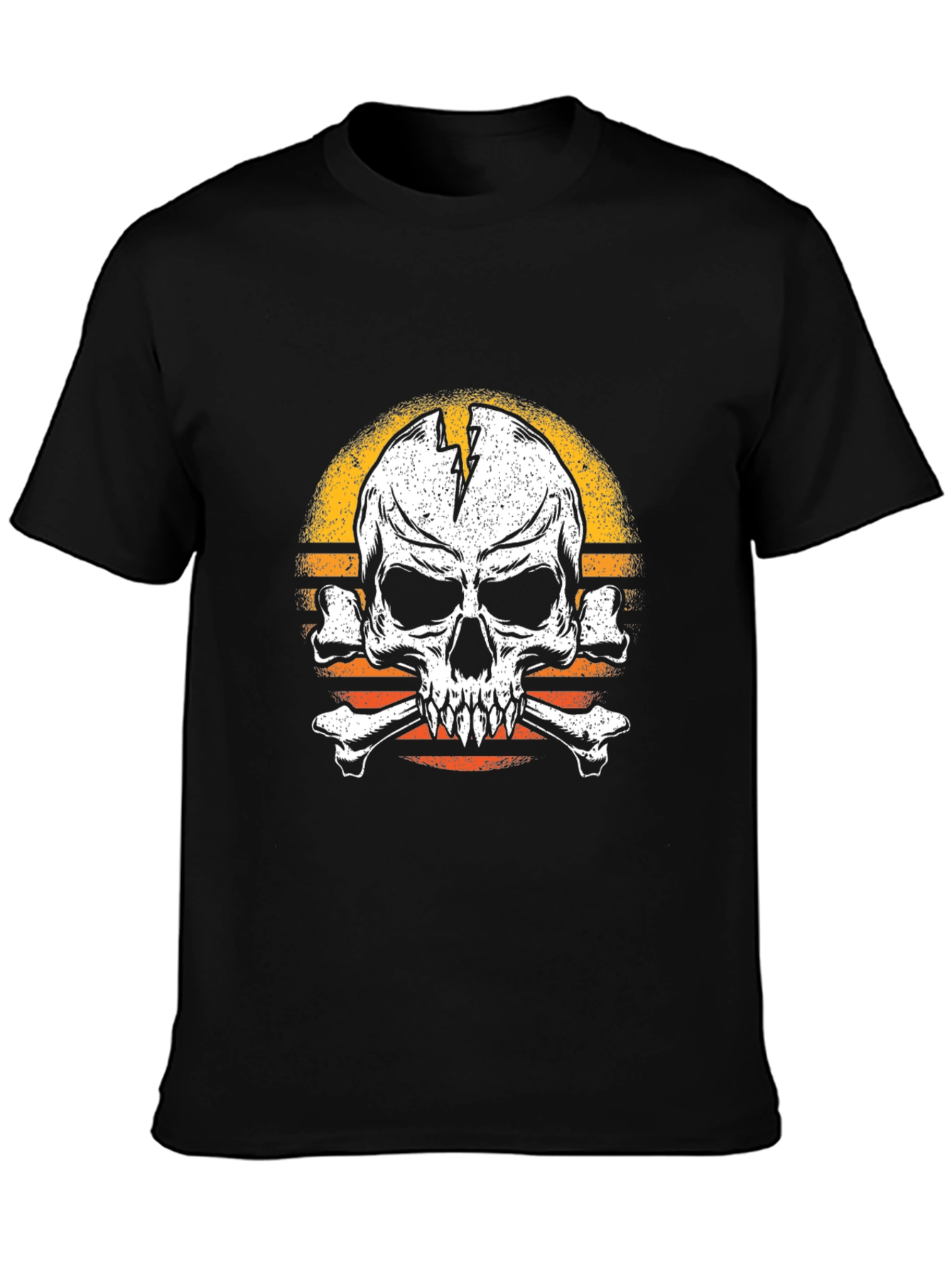 Black Skull and Crossbones T-Shirt - Vintage Style view 3