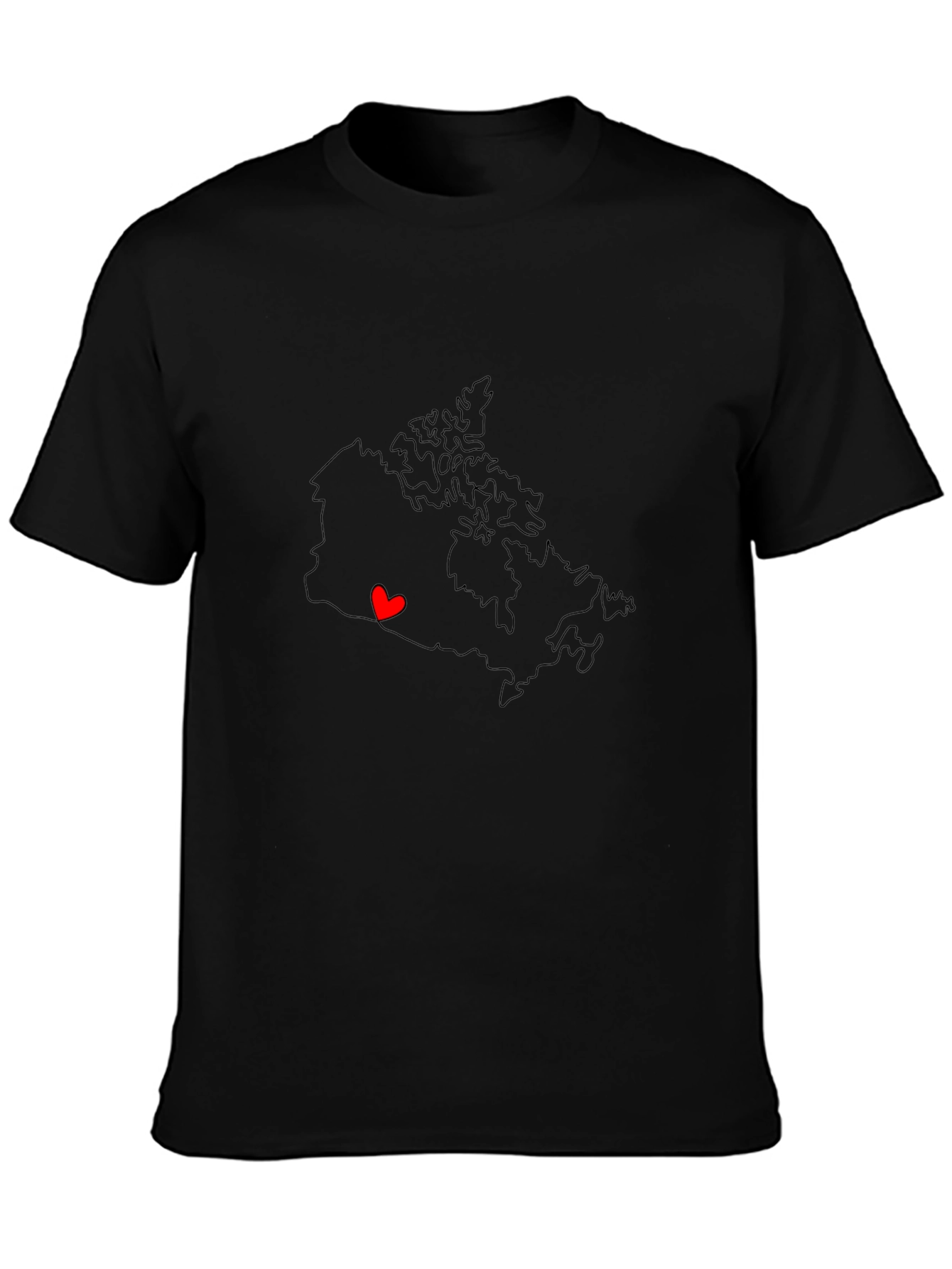 Black Canada Map Love Heart Graphic Tee - Black view 3