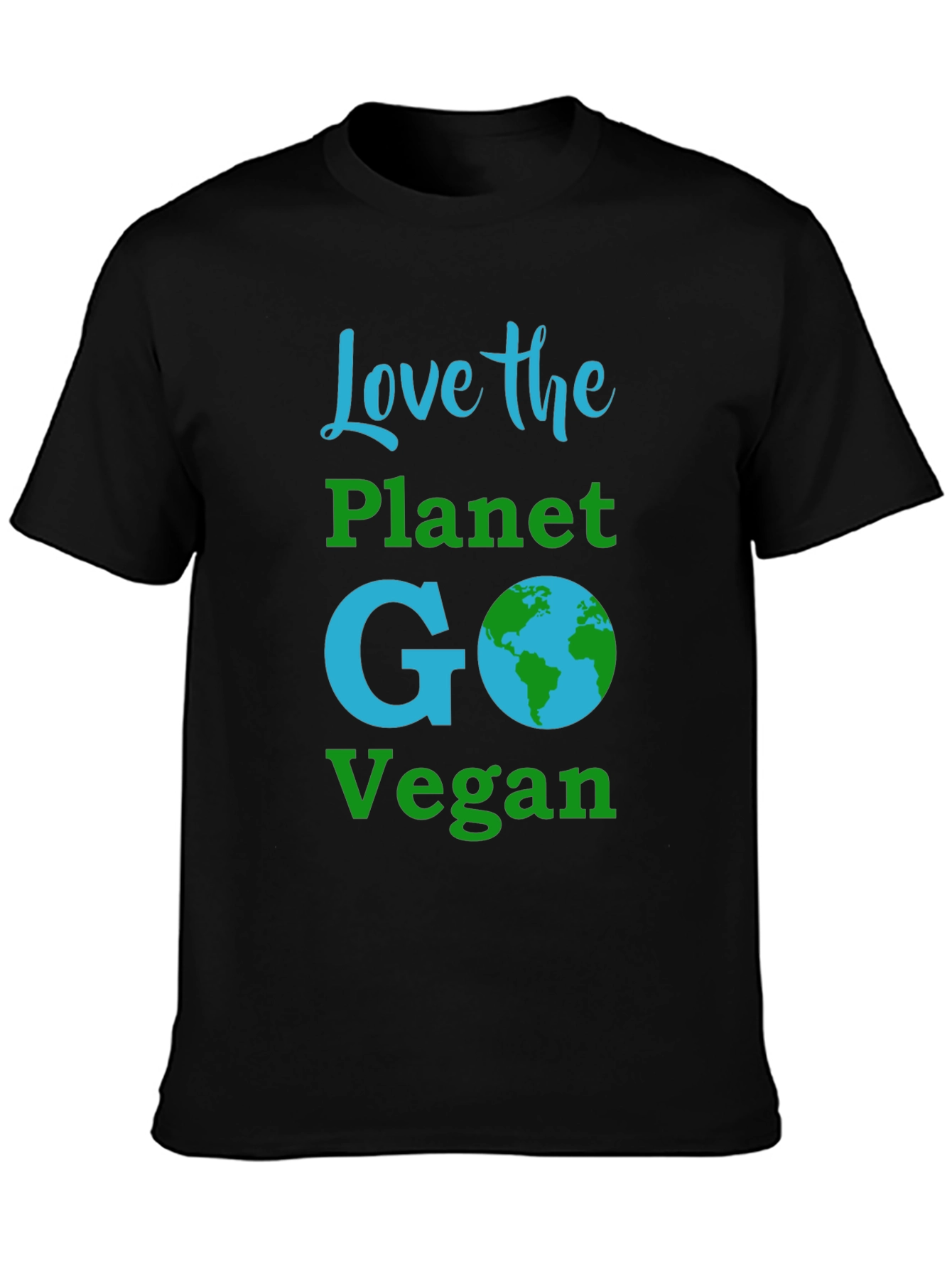 Black Love the Planet Go Vegan T-Shirt view 3