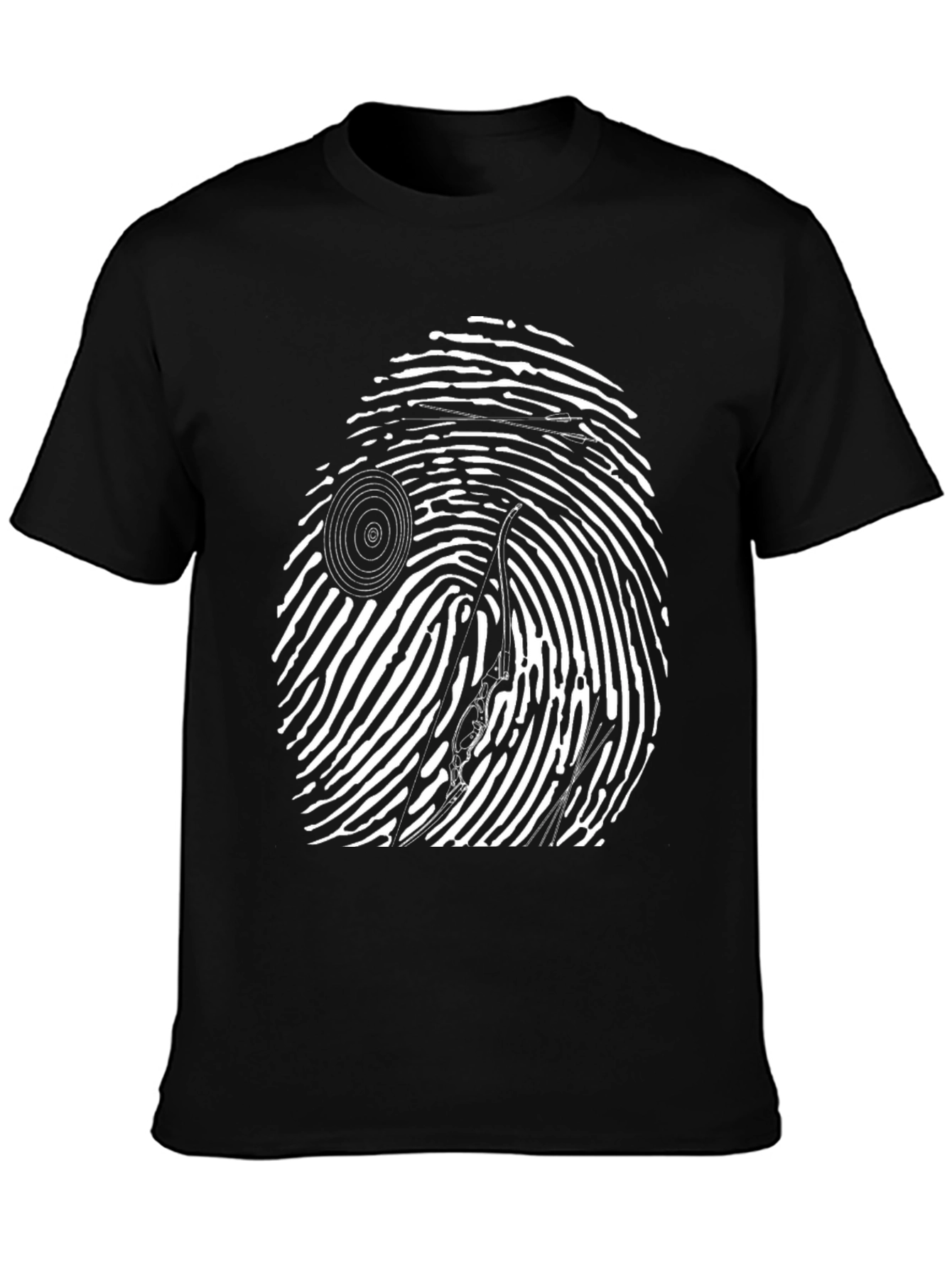 Black Unique Black T-Shirt with Fingerprint Graphic Design view 3