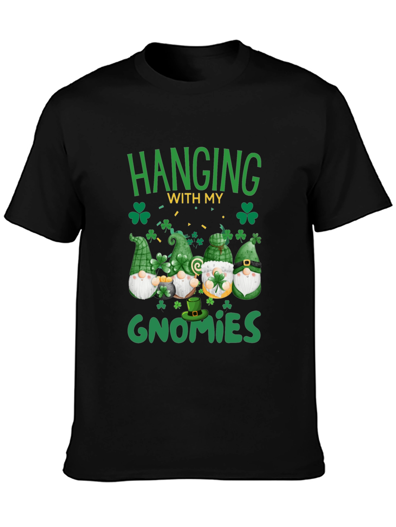 Black St. Patrick's Day Gnome T-Shirt view 3