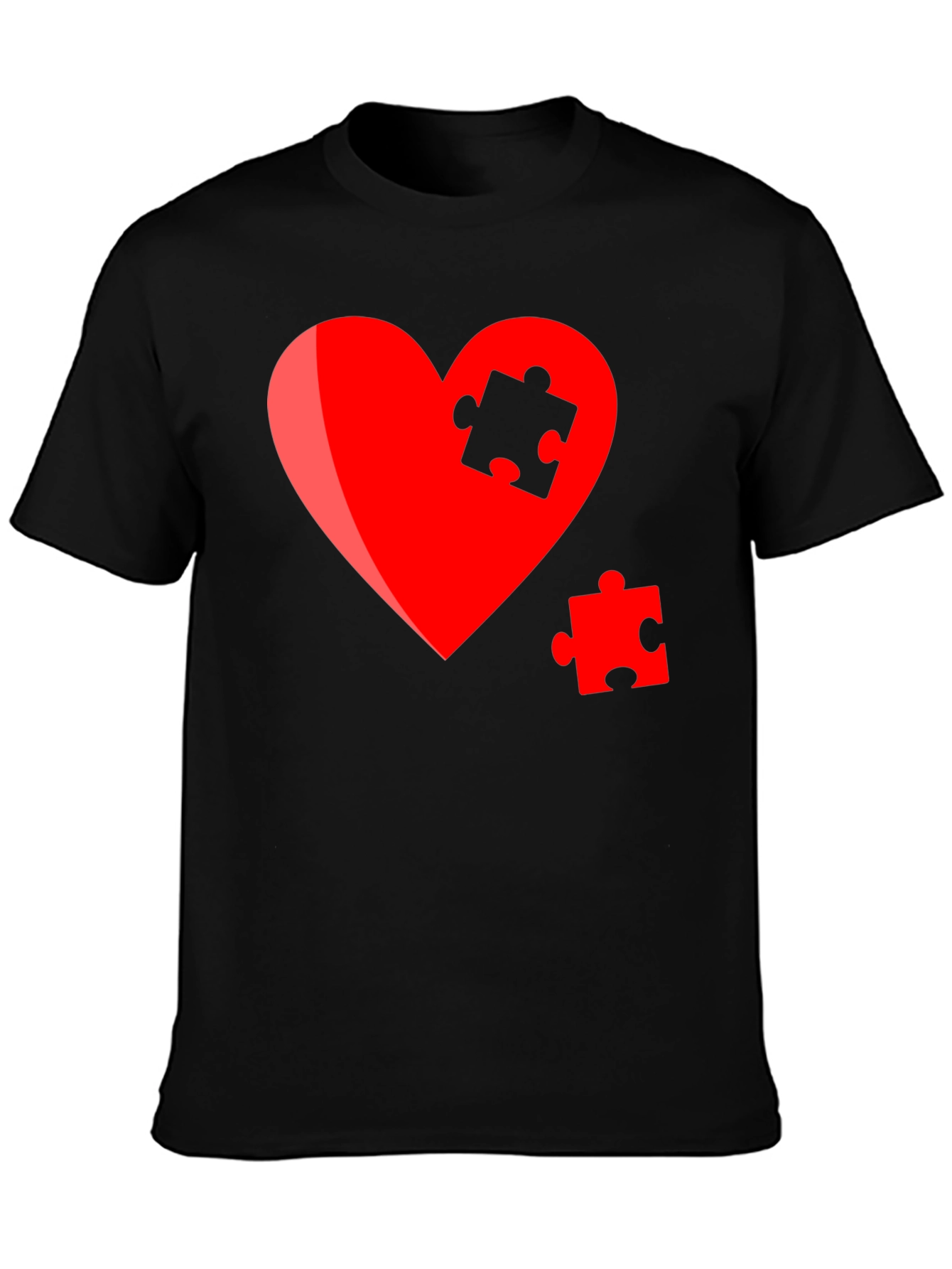 Black Heart Puzzle Piece Graphic Tee - Stylish Design view 3
