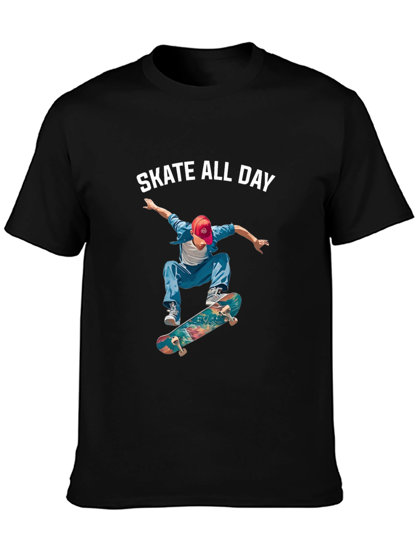 Black Skate All Day Graphic Tee - Black view 3