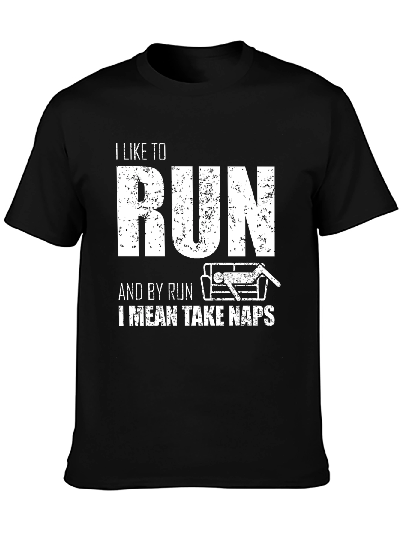 Black Funny Running Naps T-Shirt I Like To Run view 3