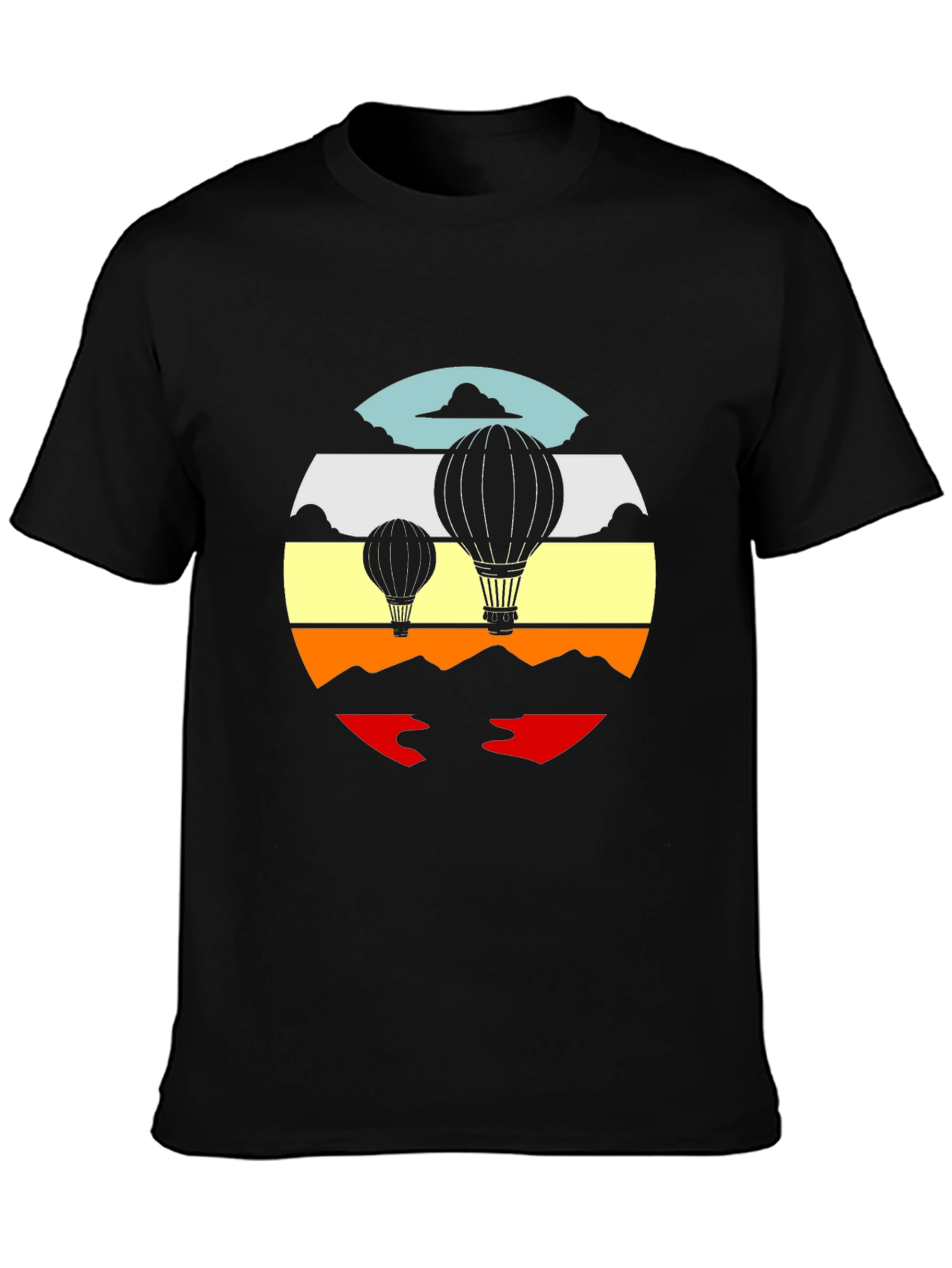 Black Retro Hot Air Balloon Graphic Tee - Black view 3
