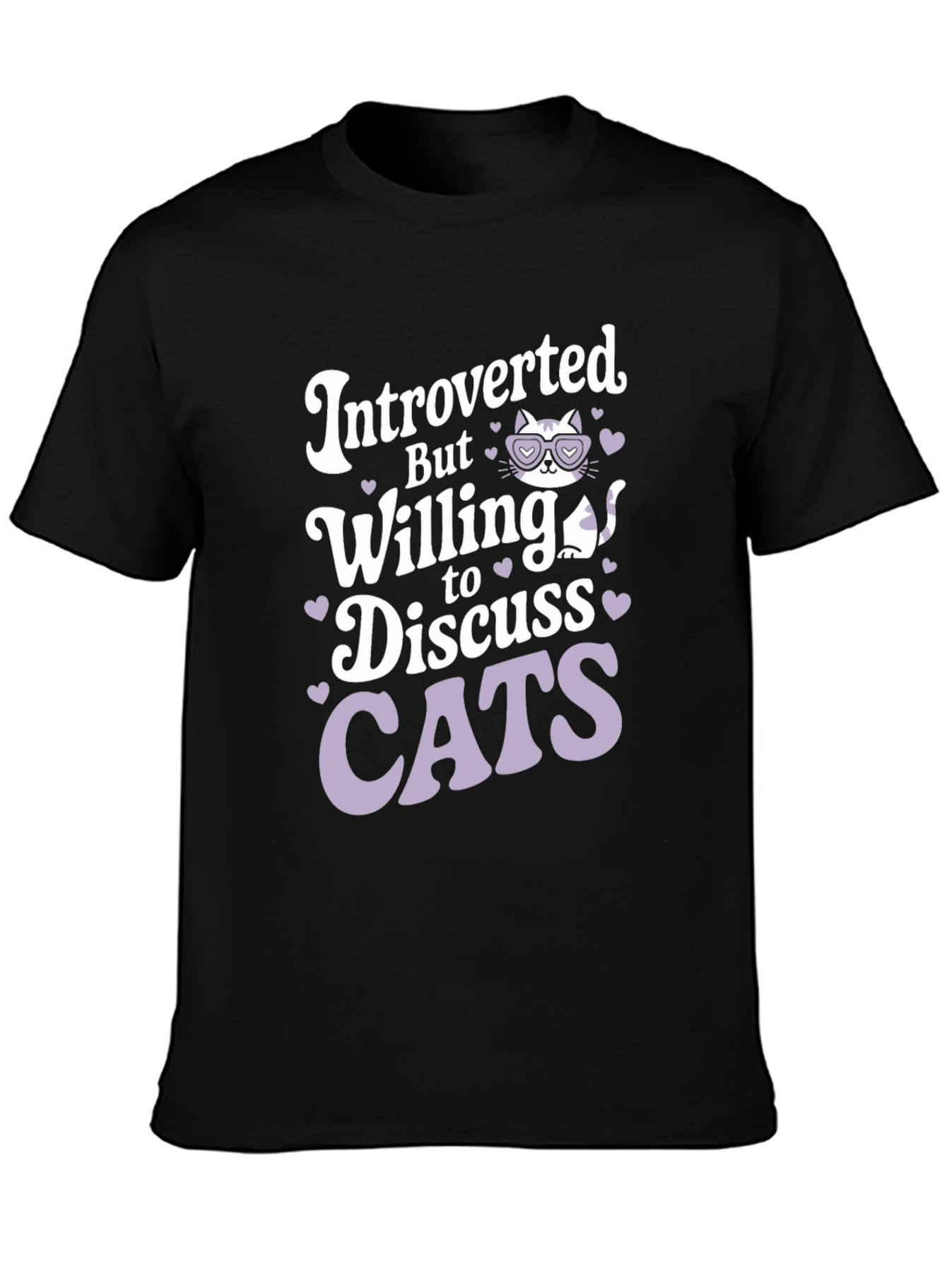 Black Introverted Cat Lover T-Shirt view 3