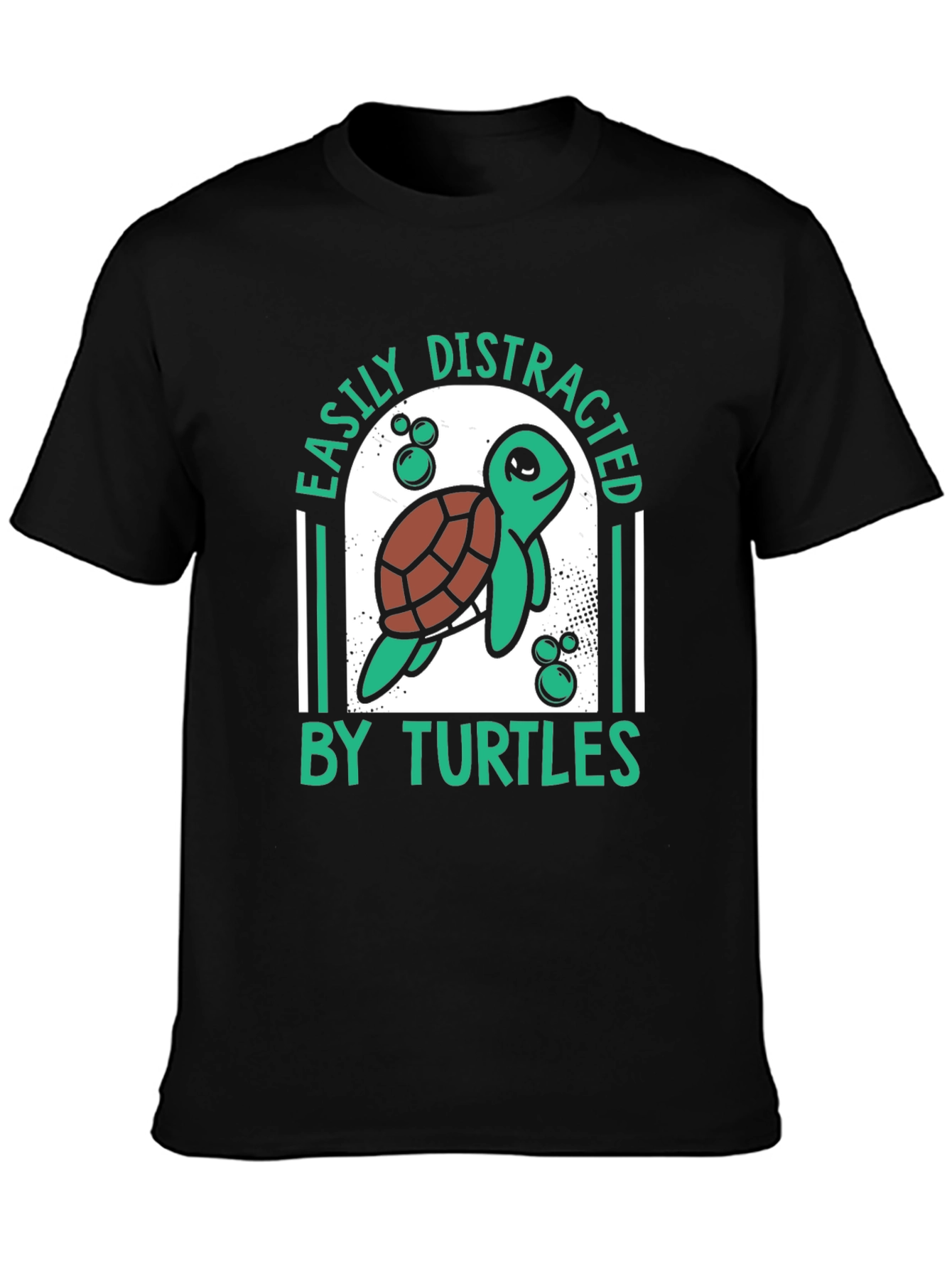 Black Easily Distracted By Turtles Graphic T-Shirt view 3