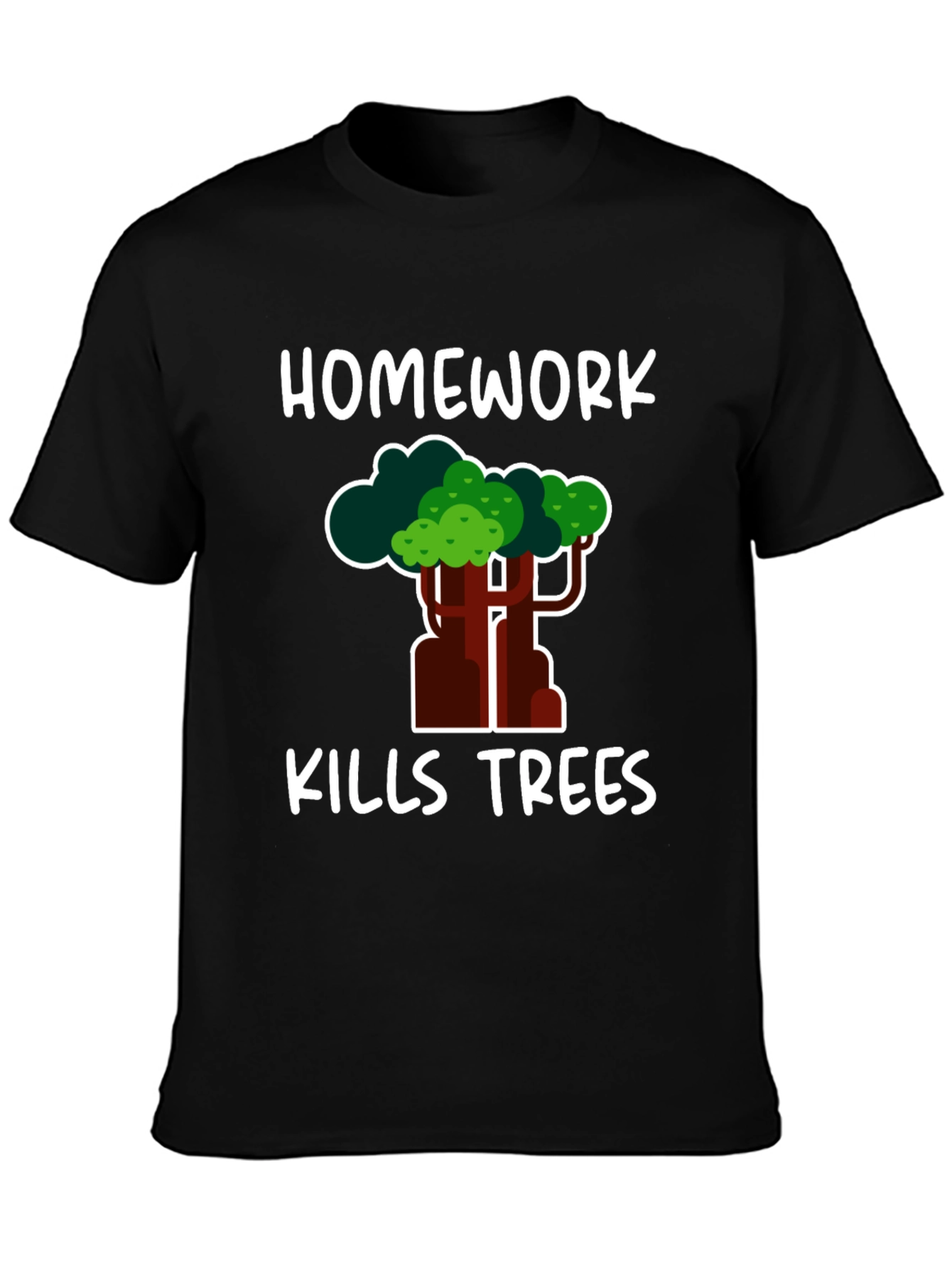 Black Homework Kills Trees Graphic Tee view 3