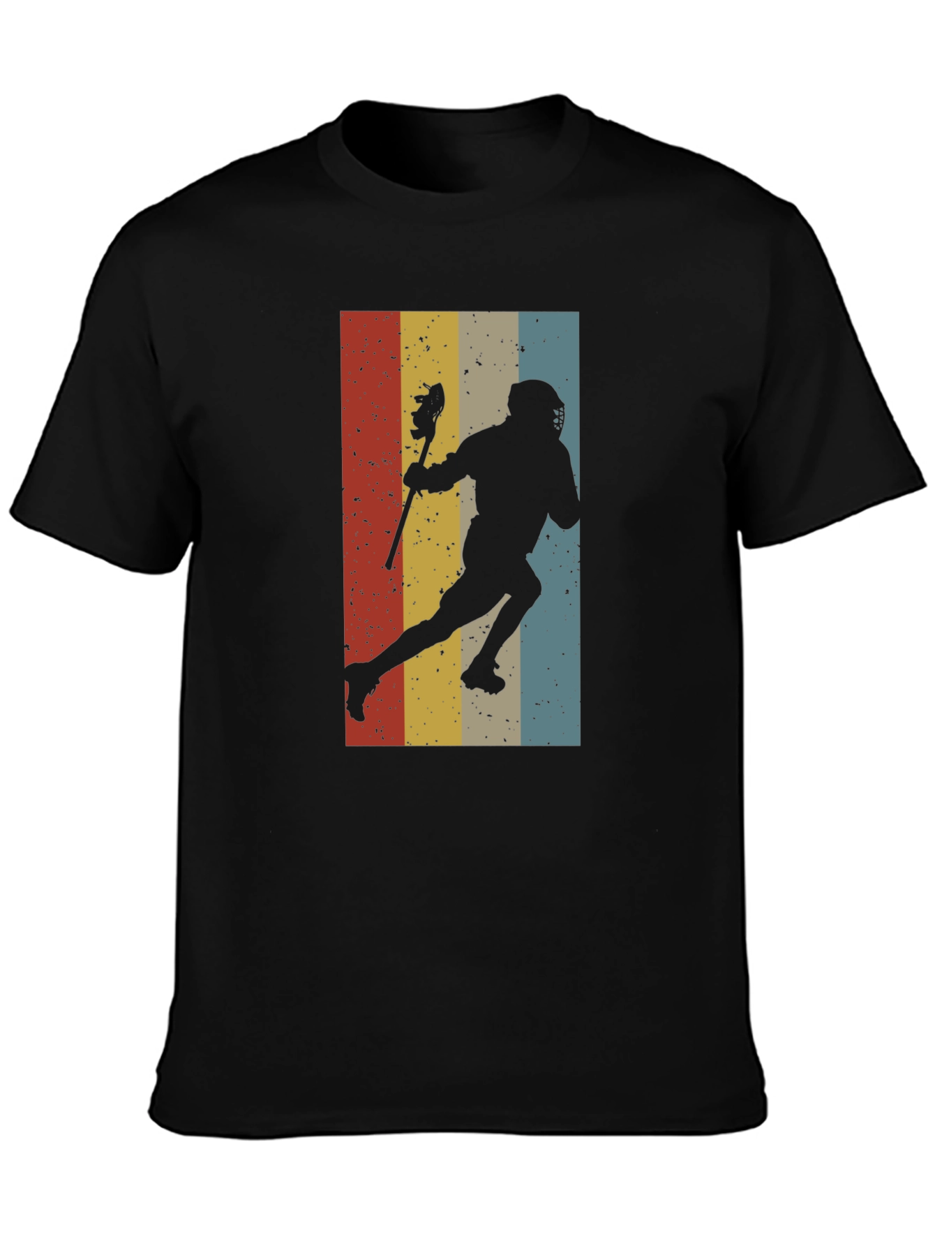 Black Vintage Lacrosse Player Graphic Tee view 3