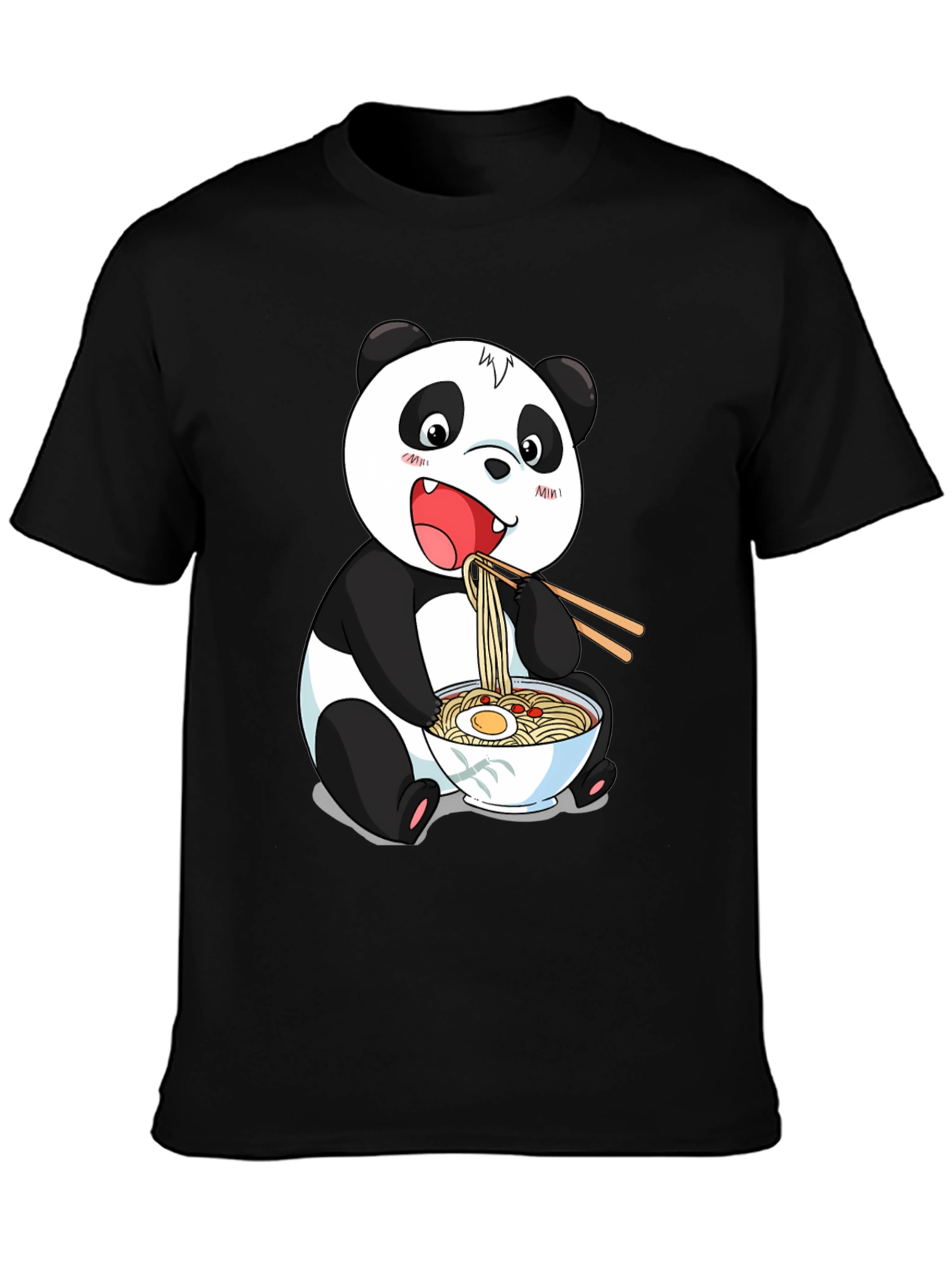 Black Panda Ramen Graphic Tee - Cute Cartoon Style view 3