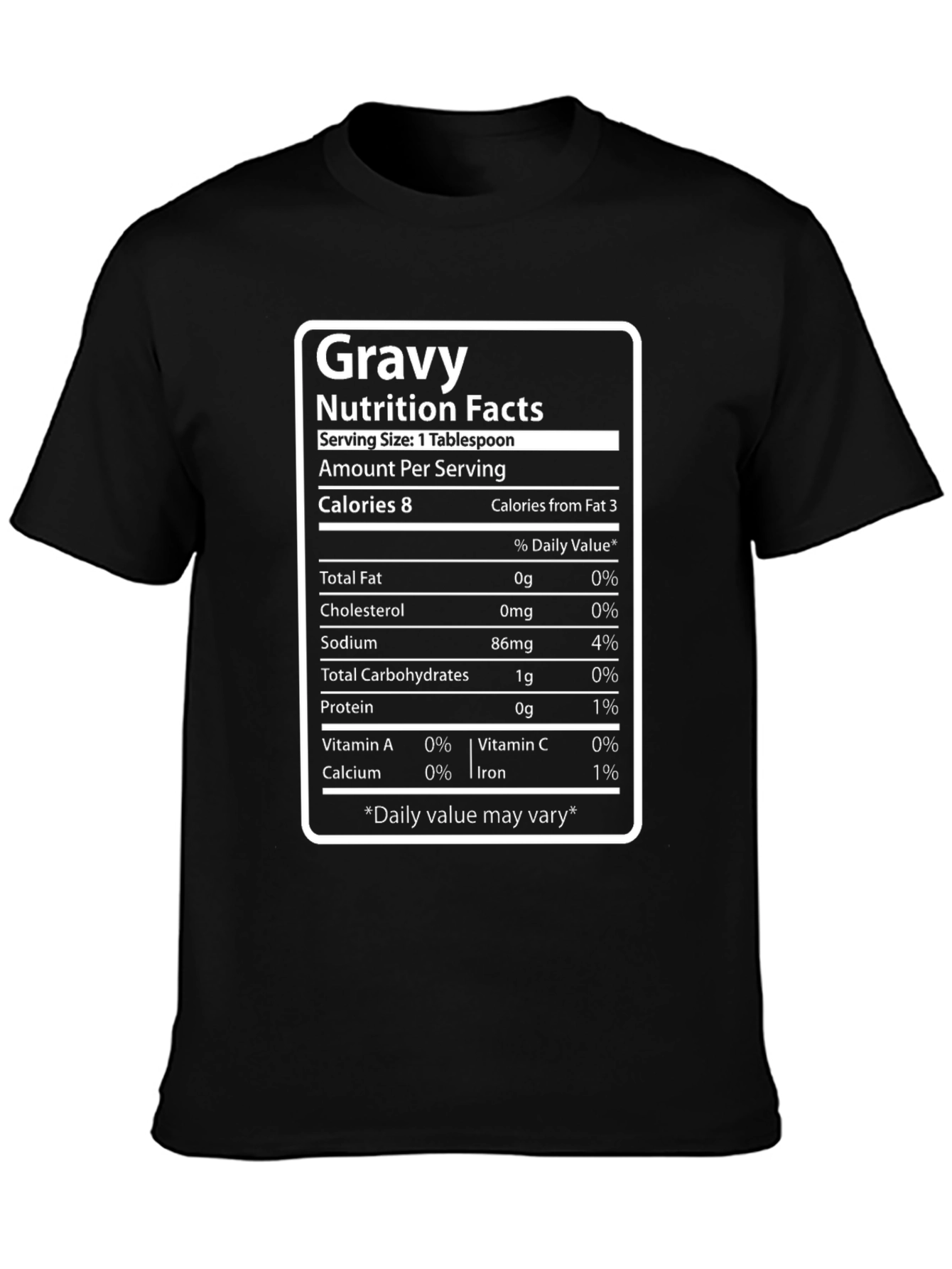 Black Gravy Nutrition Facts T-Shirt view 3