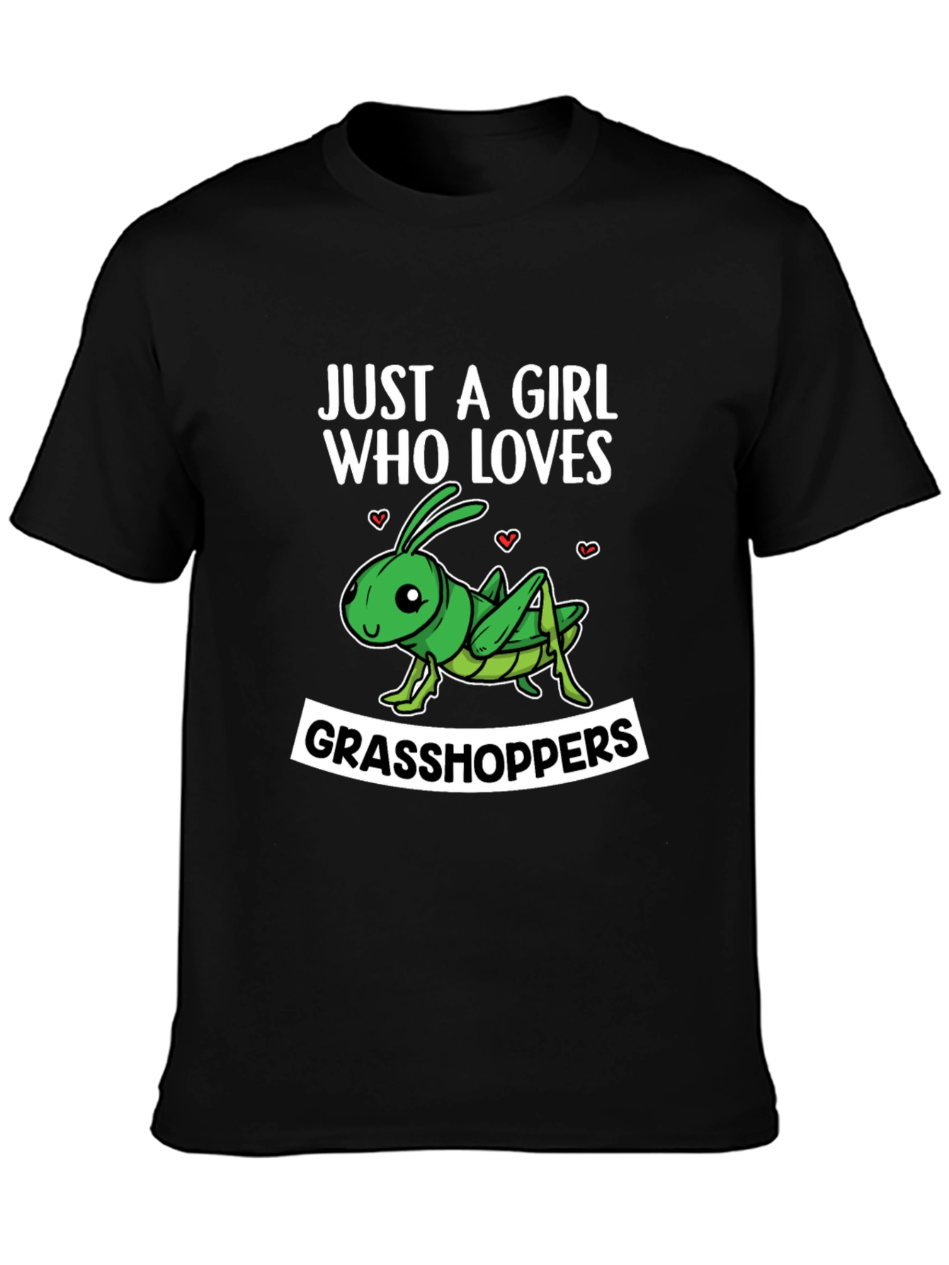 Black Grasshopper Lover T-Shirt - Just A Girl Who Loves view 3