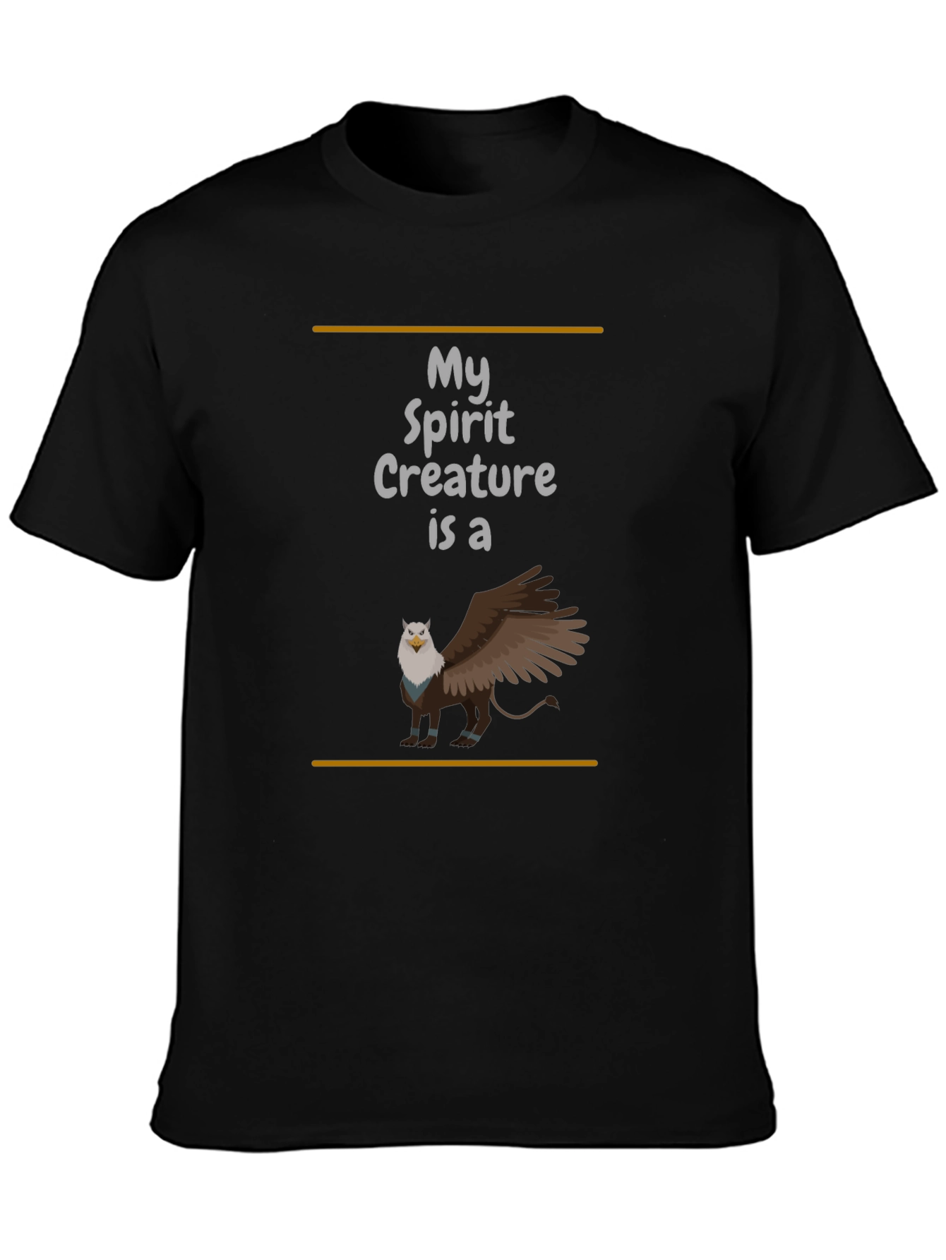Black My Spirit Creature Gryphon Graphic T-Shirt view 3
