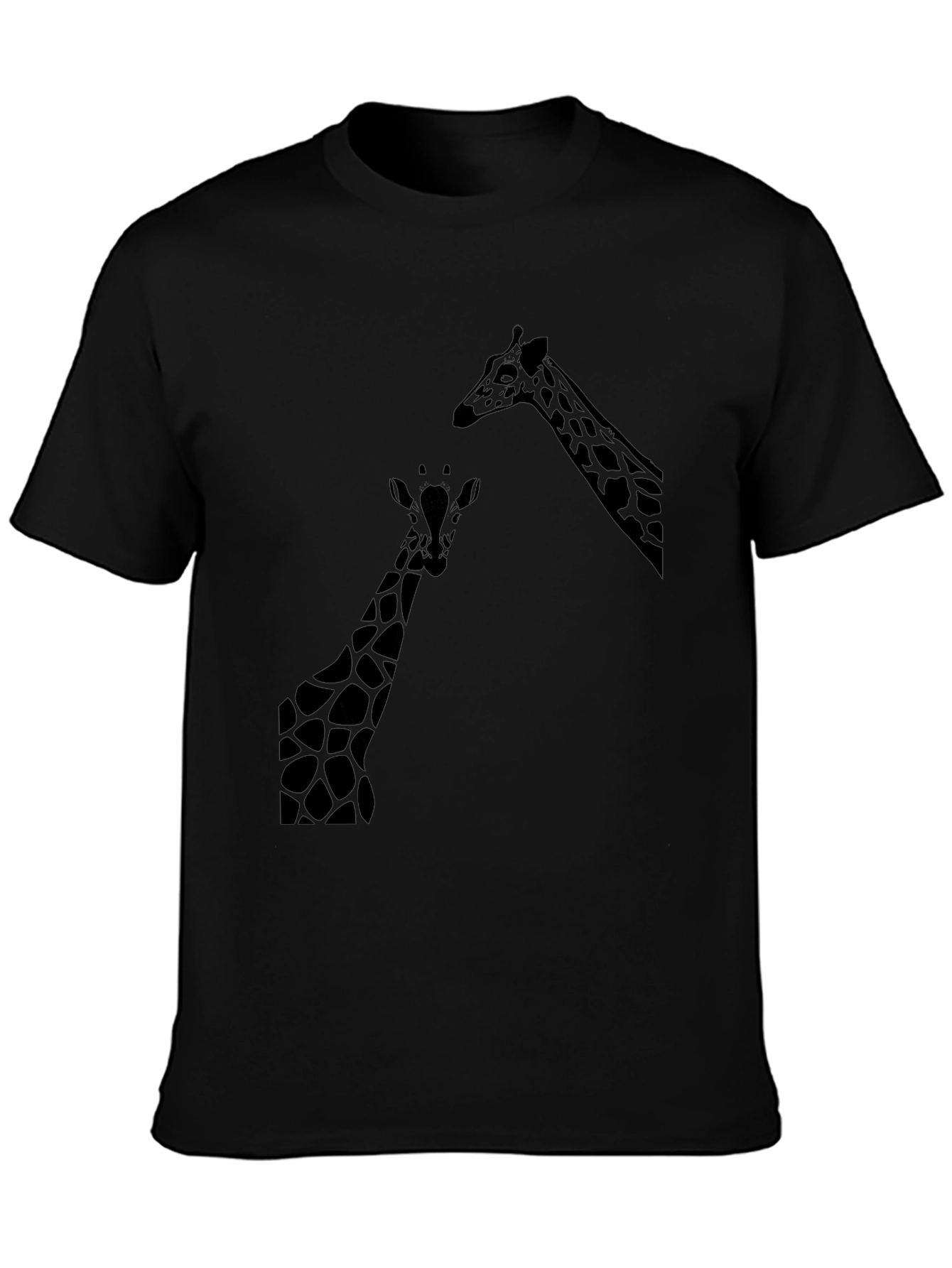 Black Giraffe Silhouette Graphic Black T-Shirt view 3