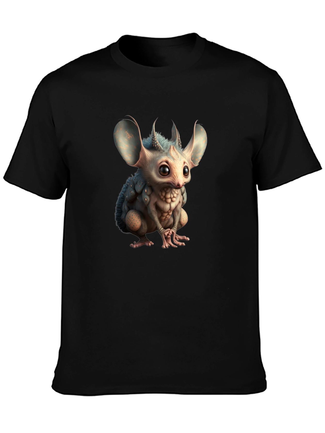 Black Unique Monster Creature Graphic T-Shirt view 3