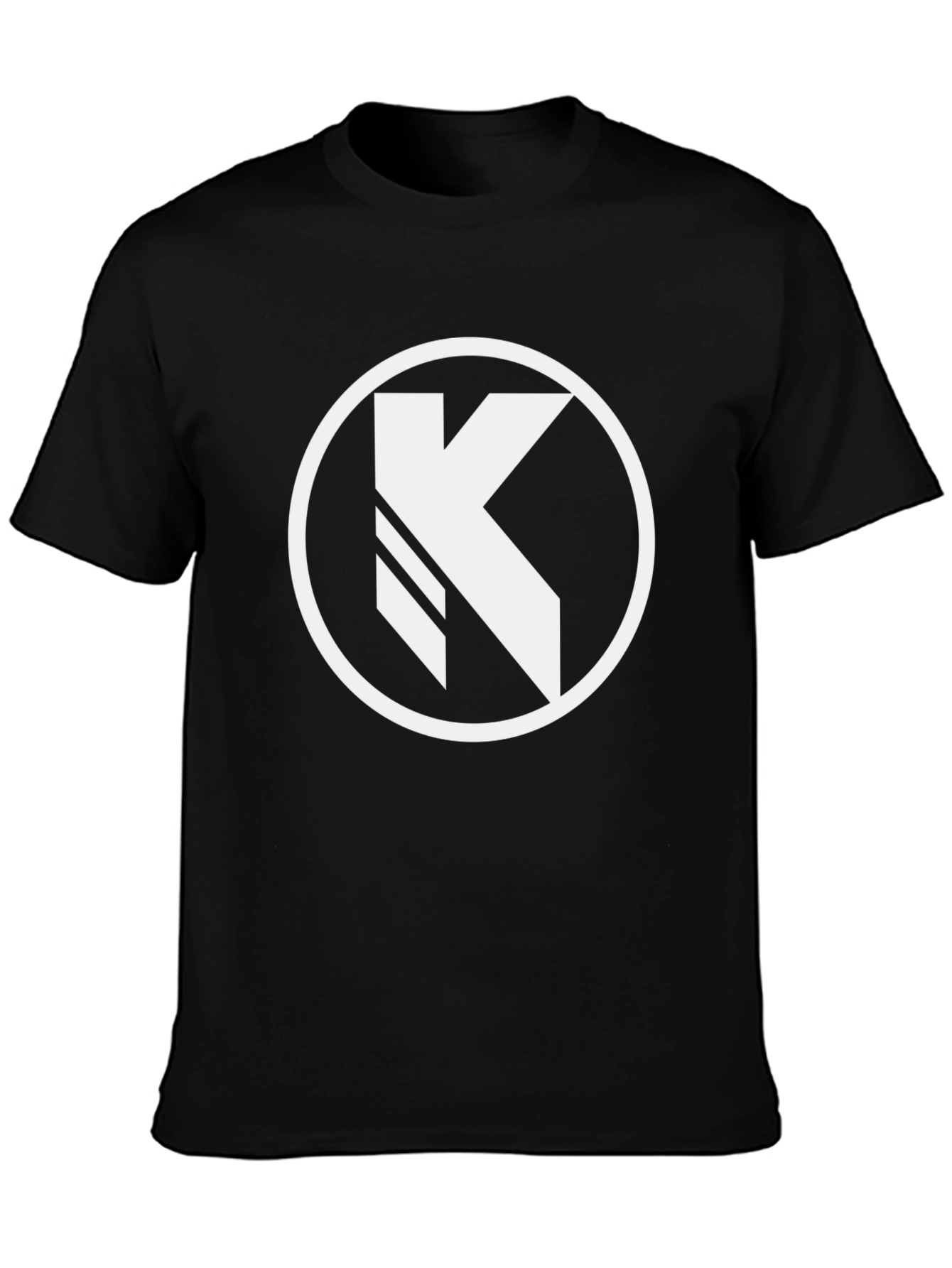 Black Tee with Bold White "K" Circle Graphic - 3