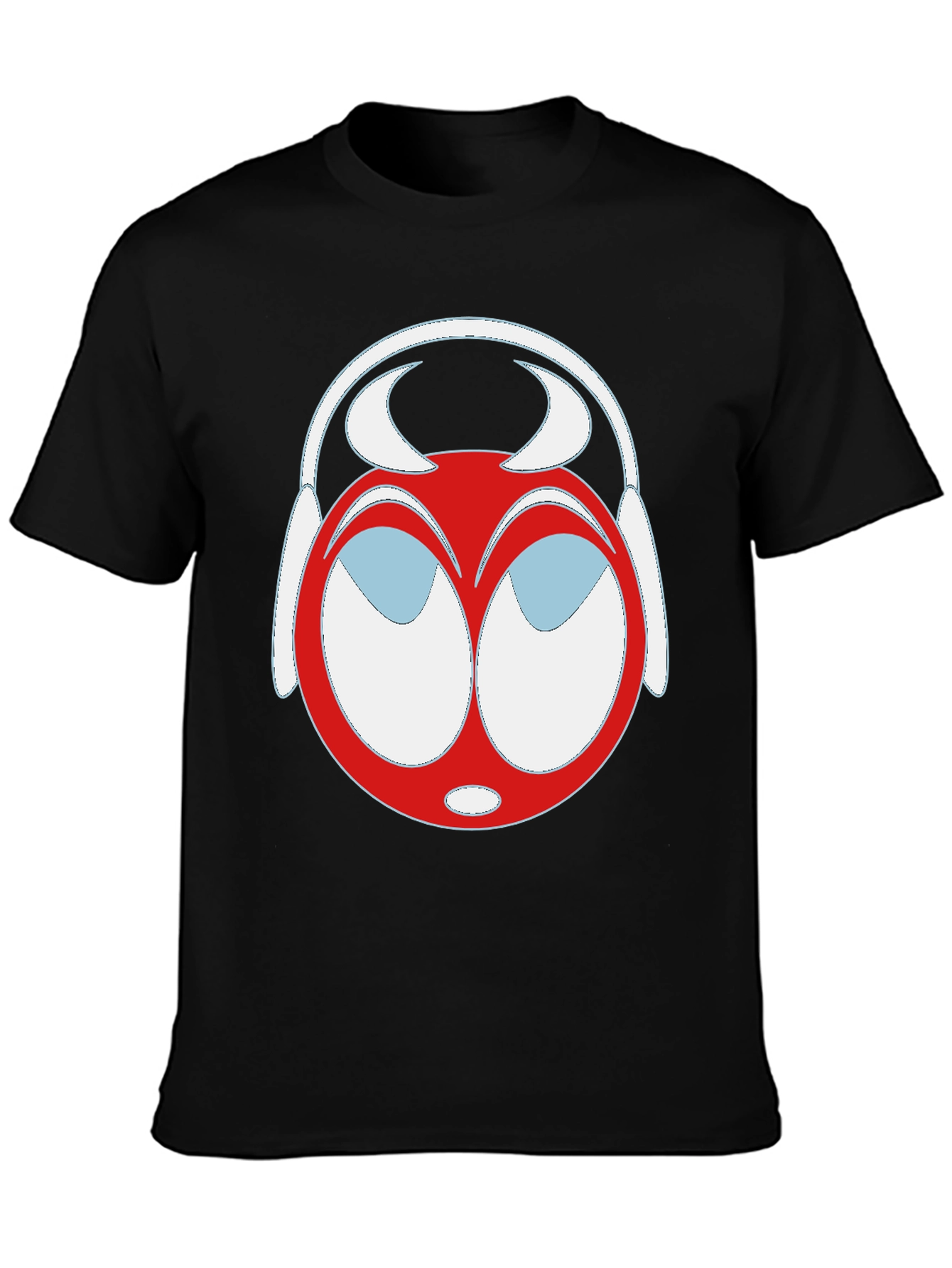 Black Cartoon Headphone T-Shirt - Unique Graphic Tee view 3