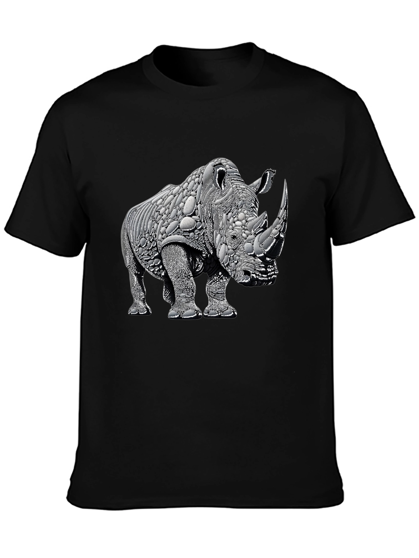 Black Rhinoceros Graphic Tee - Black Cotton view 3