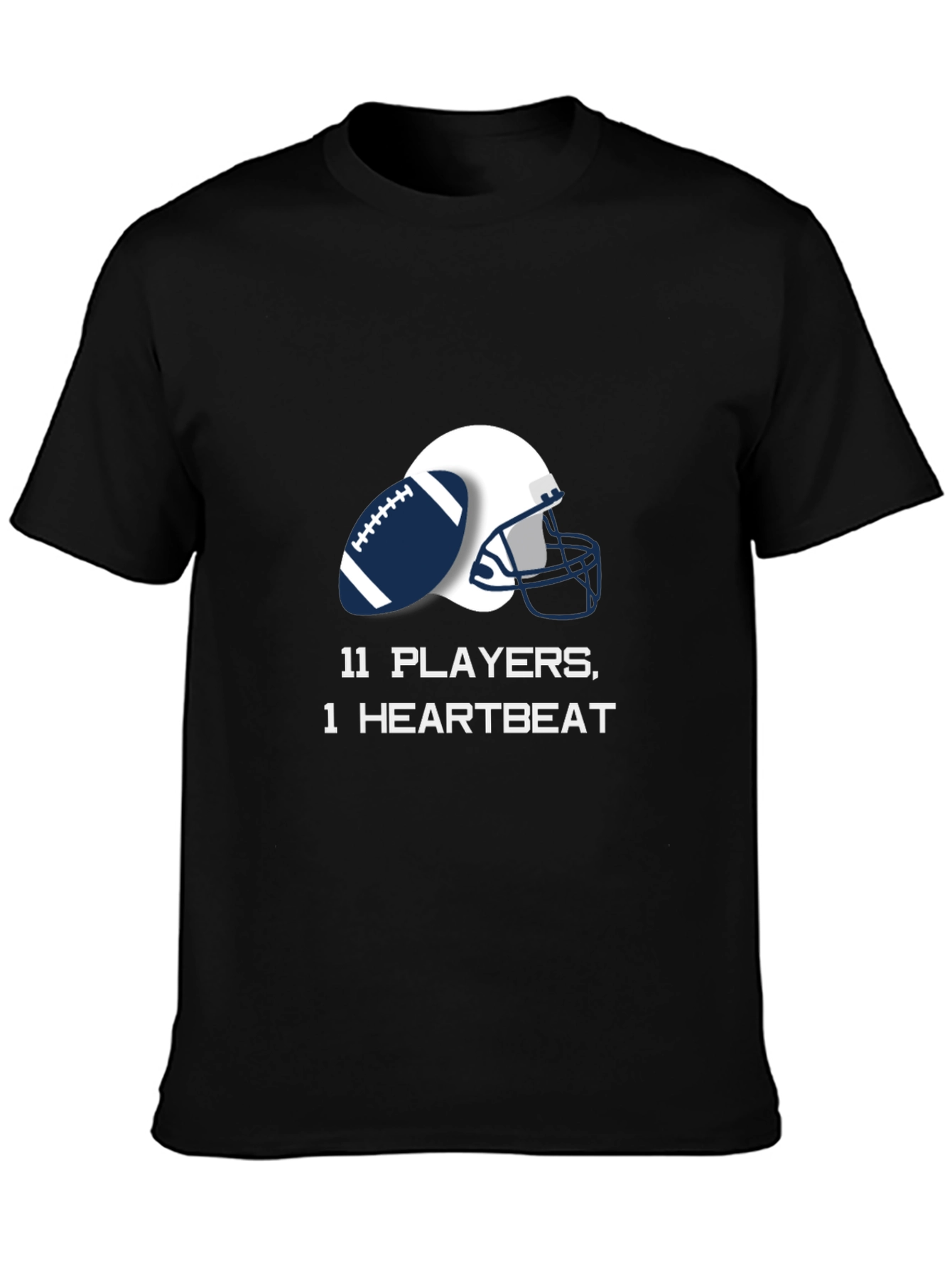 Black Football Team Unity Tee - 11 Players, 1 Heartbeat view 3