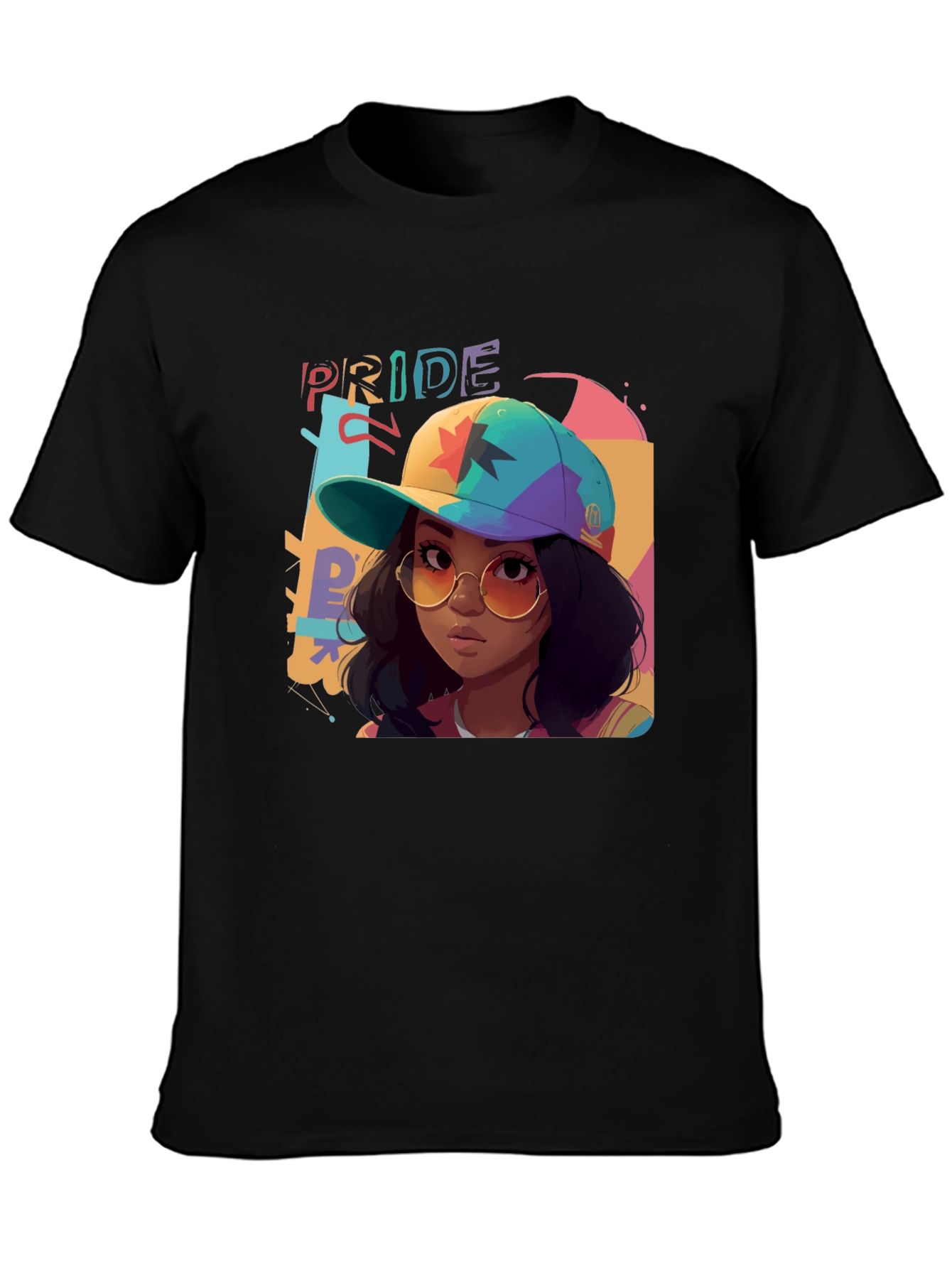 Black Pride Graphic Tee - Colorful Cartoon Woman view 3