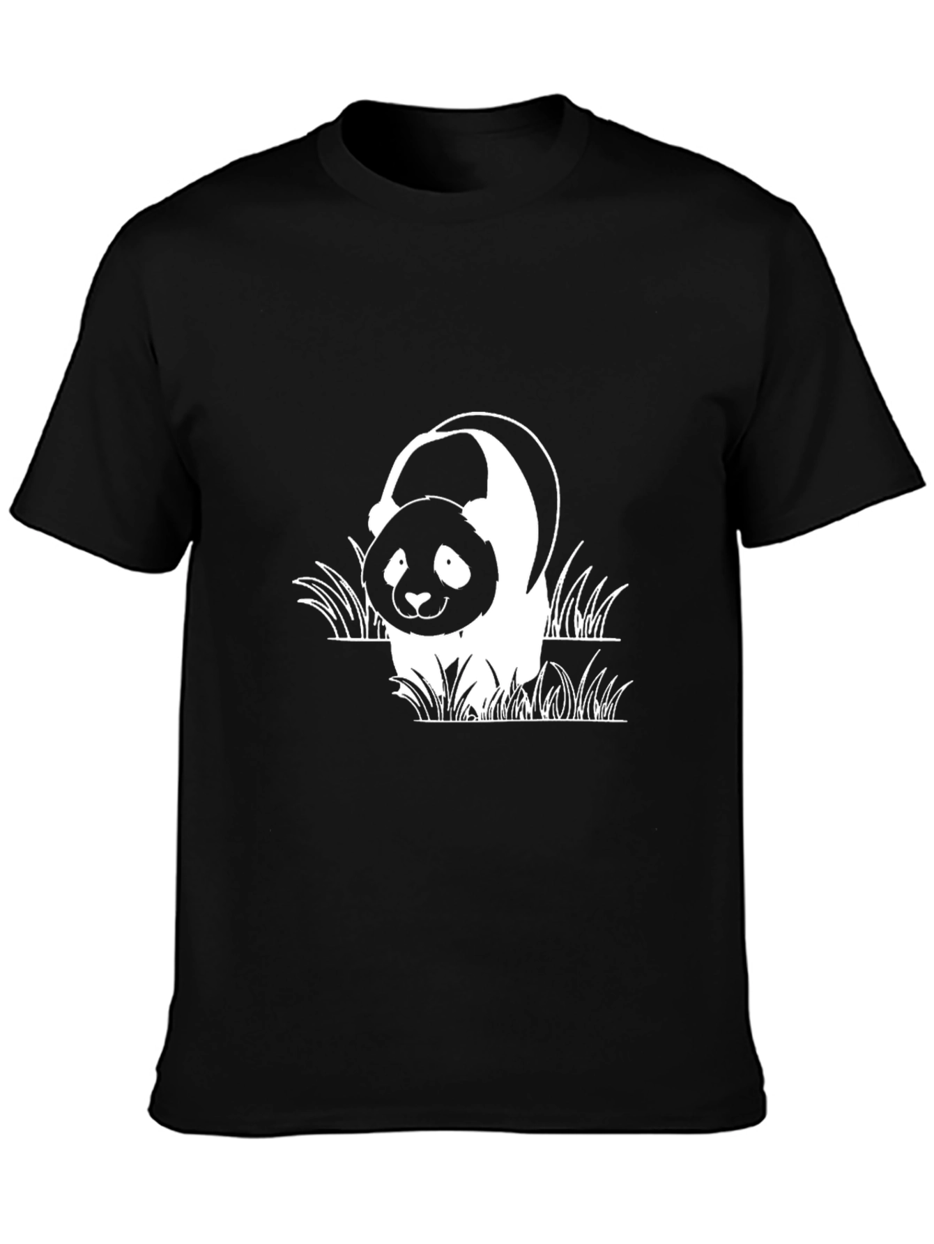 Black Panda Bear Graphic Black T-Shirt view 3