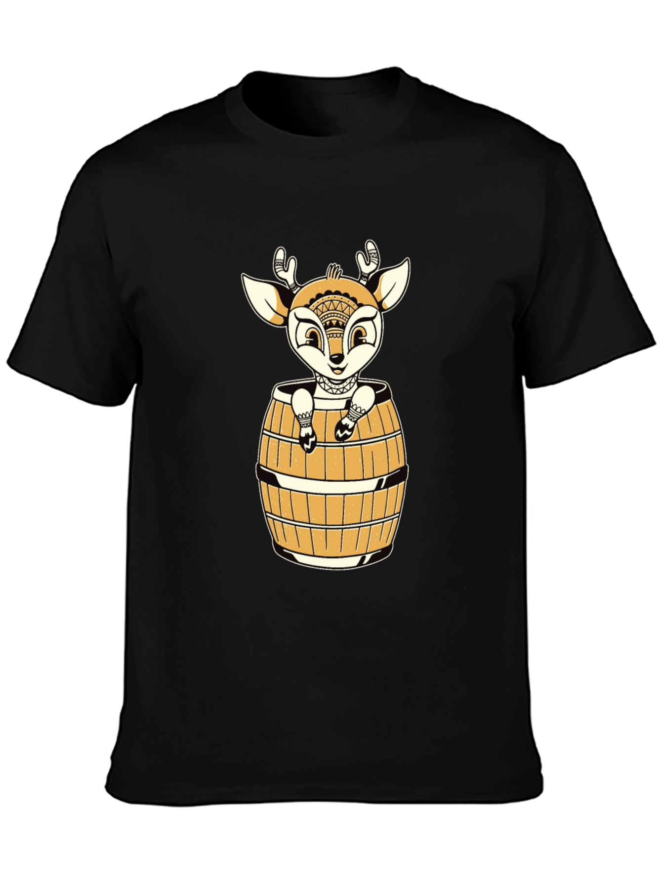 Black Deer in Barrel Graphic Tee - Black view 3