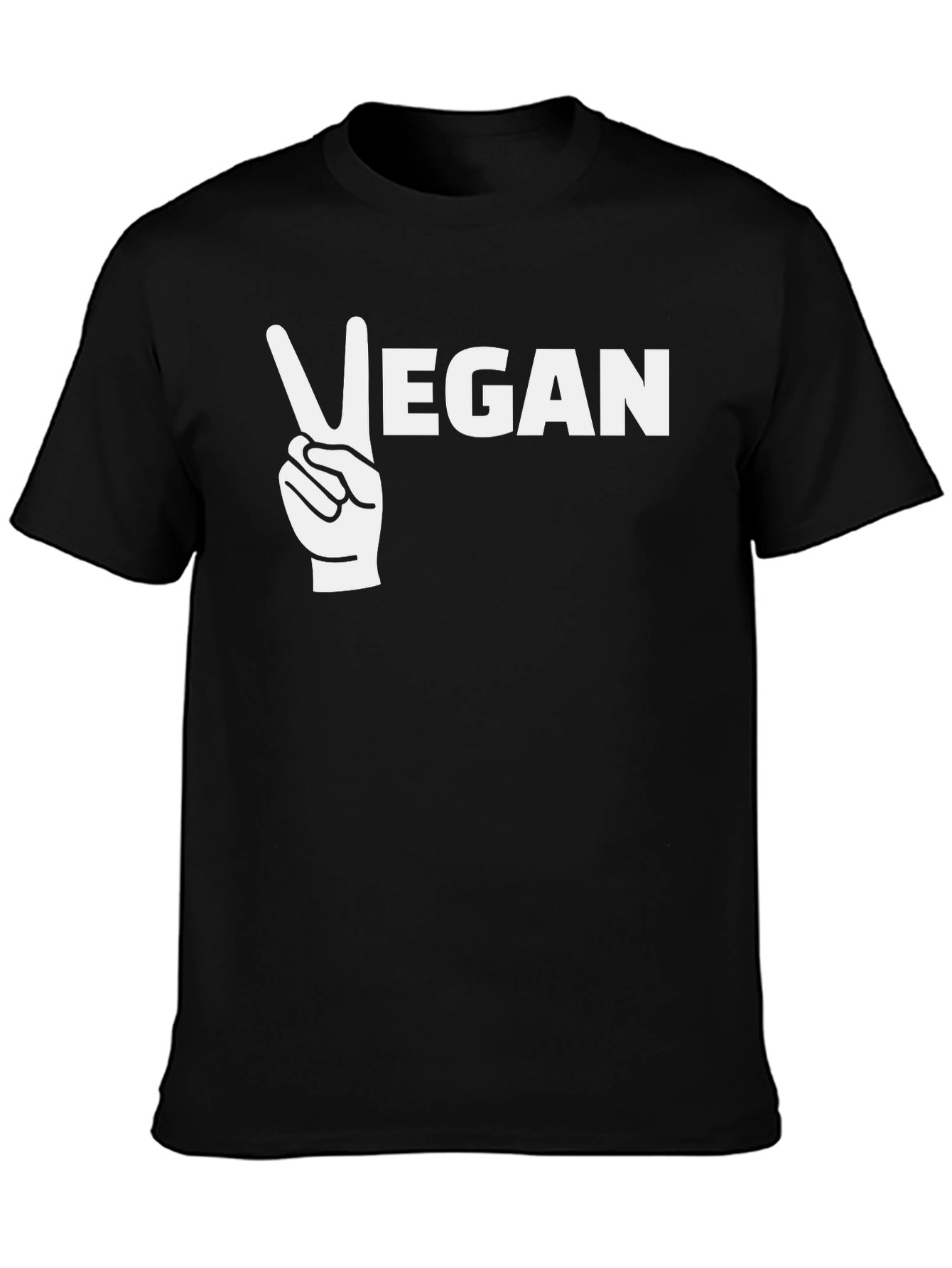 Black Vegan Peace Sign Graphic T-Shirt view 3