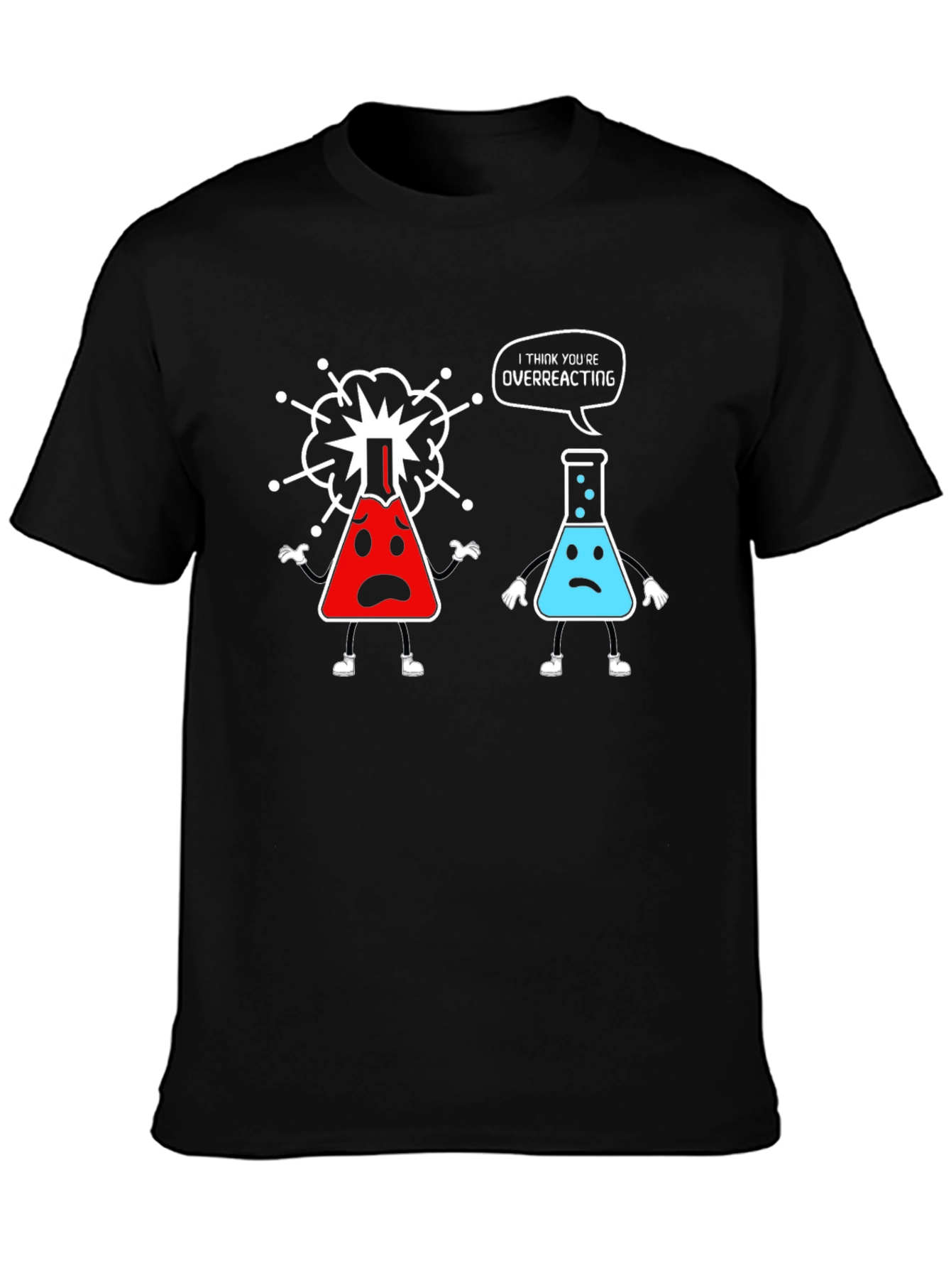 Black Funny Chemistry T-Shirt - Overreacting Science Tee view 3