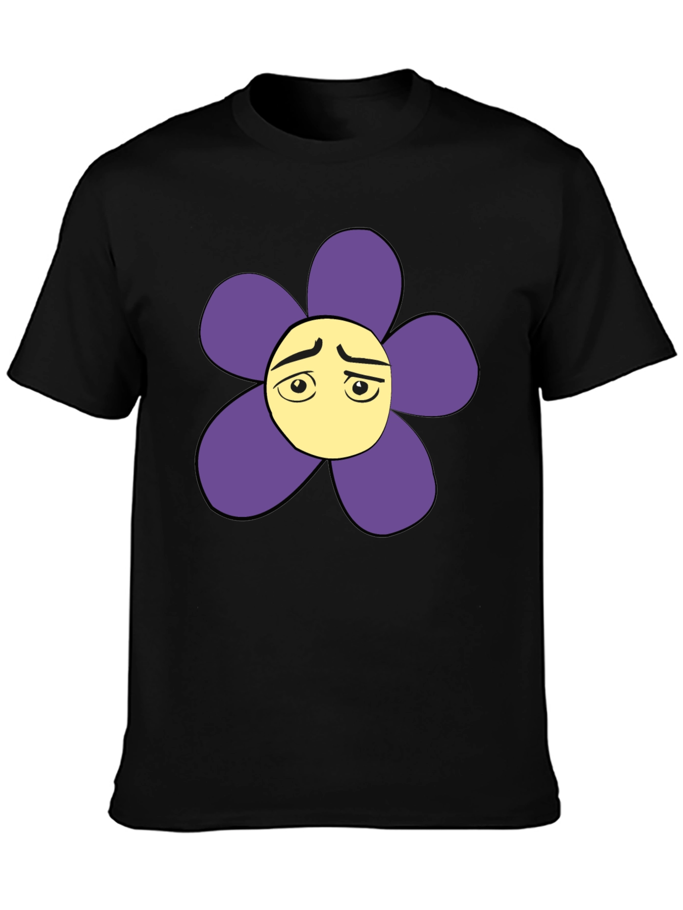 Black Sad Flower Graphic Black T-Shirt - Unisex Casual Tee view 3