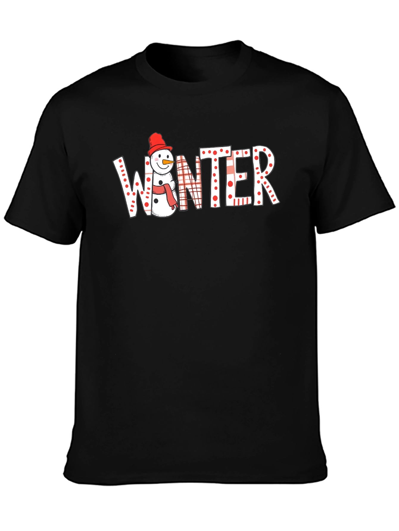 Black Winter Snowman T-Shirt view 3