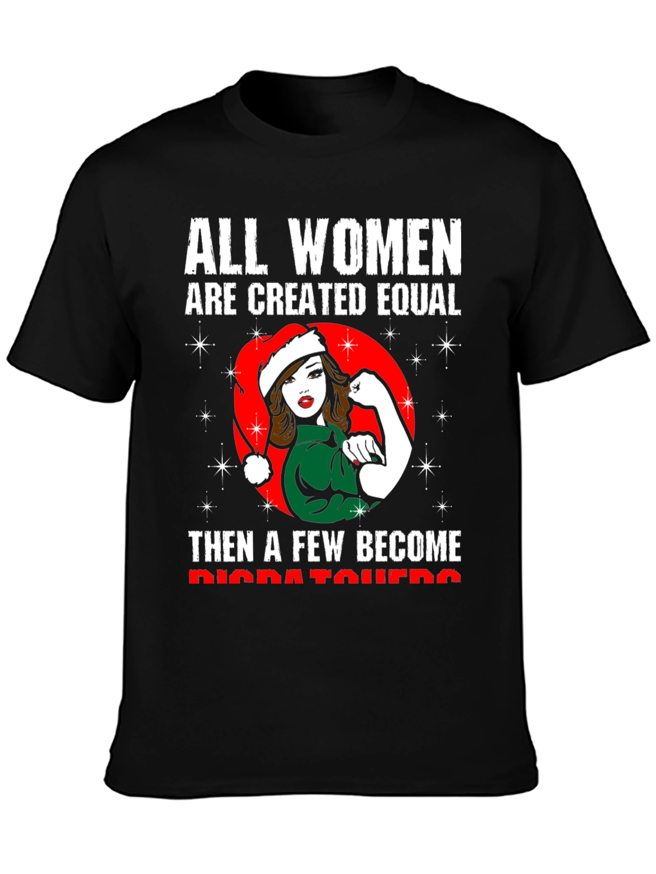 Black Feminist Christmas Dispatcher T-Shirt view 3