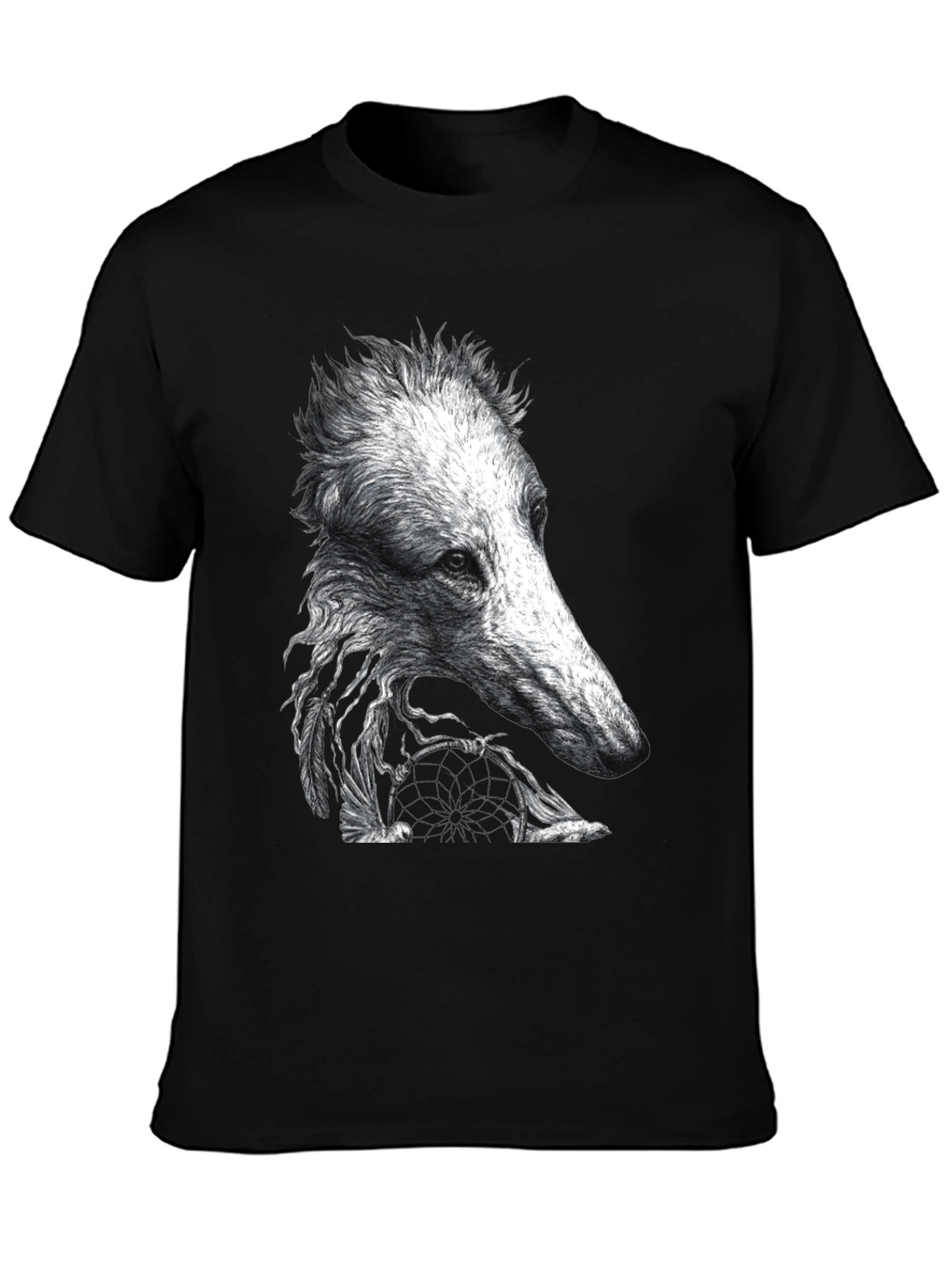 Black Unique Dog Design Black T-Shirt view 3