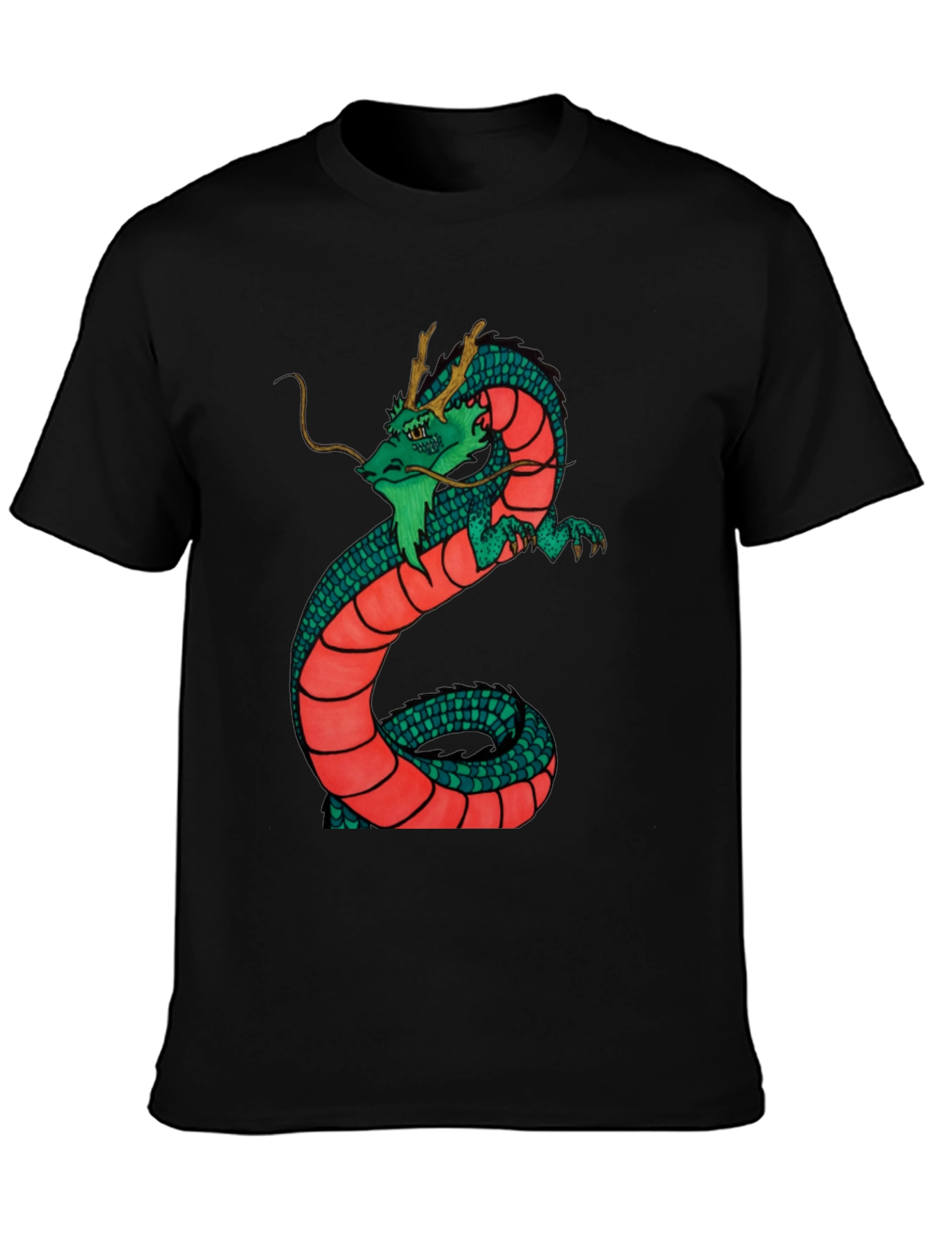 Black Dragon Graphic Tee - Black Cotton Blend Shirt view 3