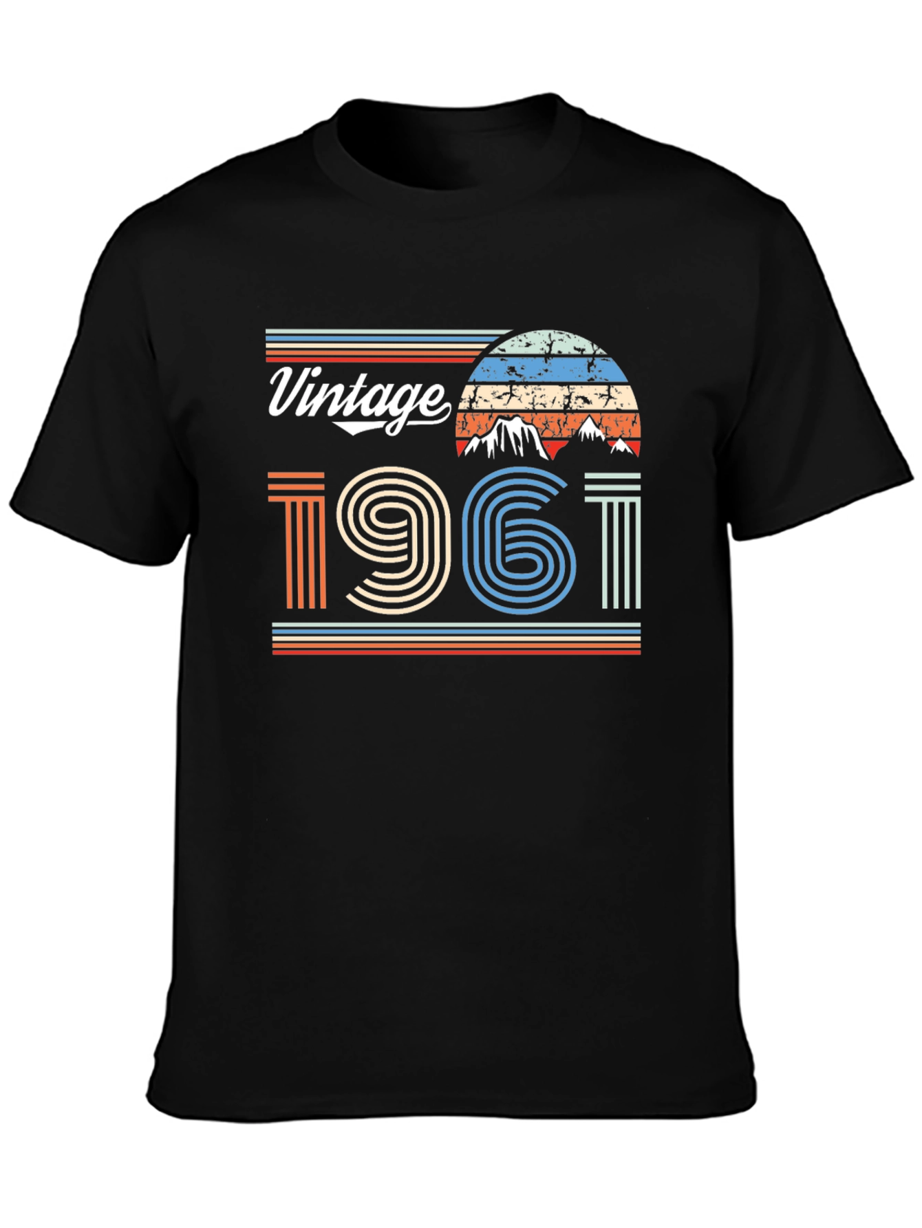 Black Vintage 1961 Graphic Tee - Retro Style T-Shirt view 3