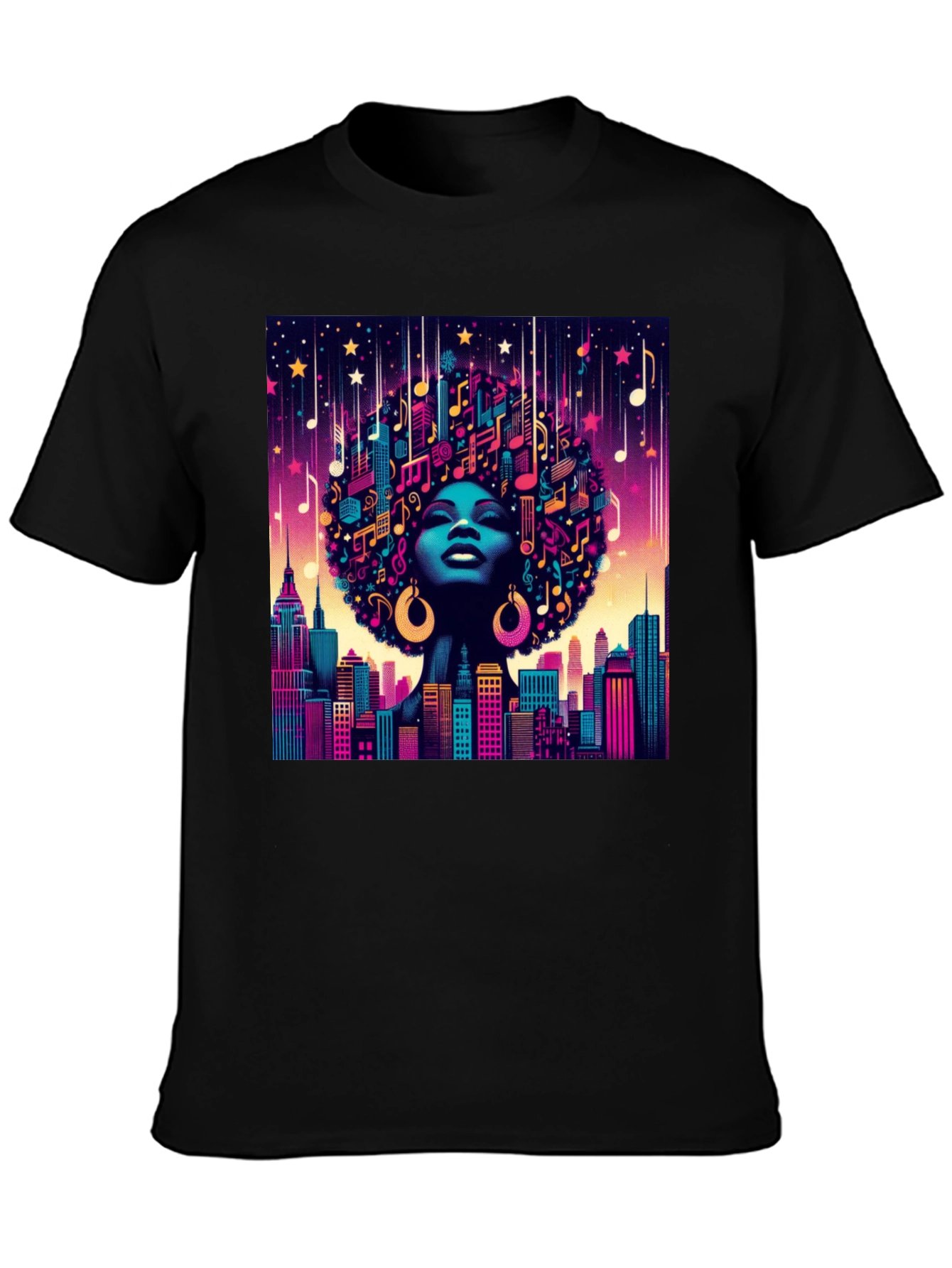 Black Musical Cityscape Graphic Tee - Afro Art view 3