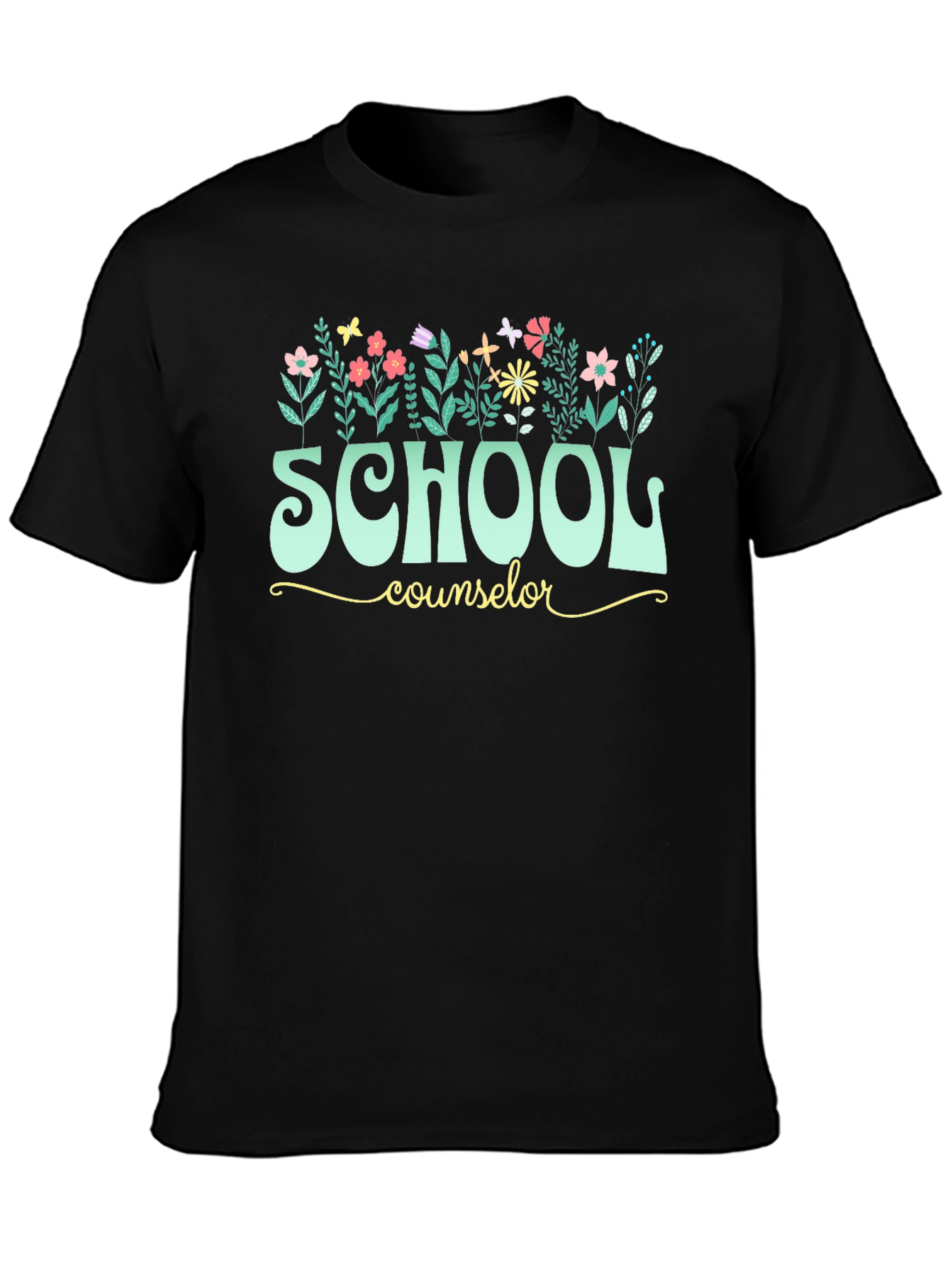 Black School Counselor Floral T-Shirt view 3