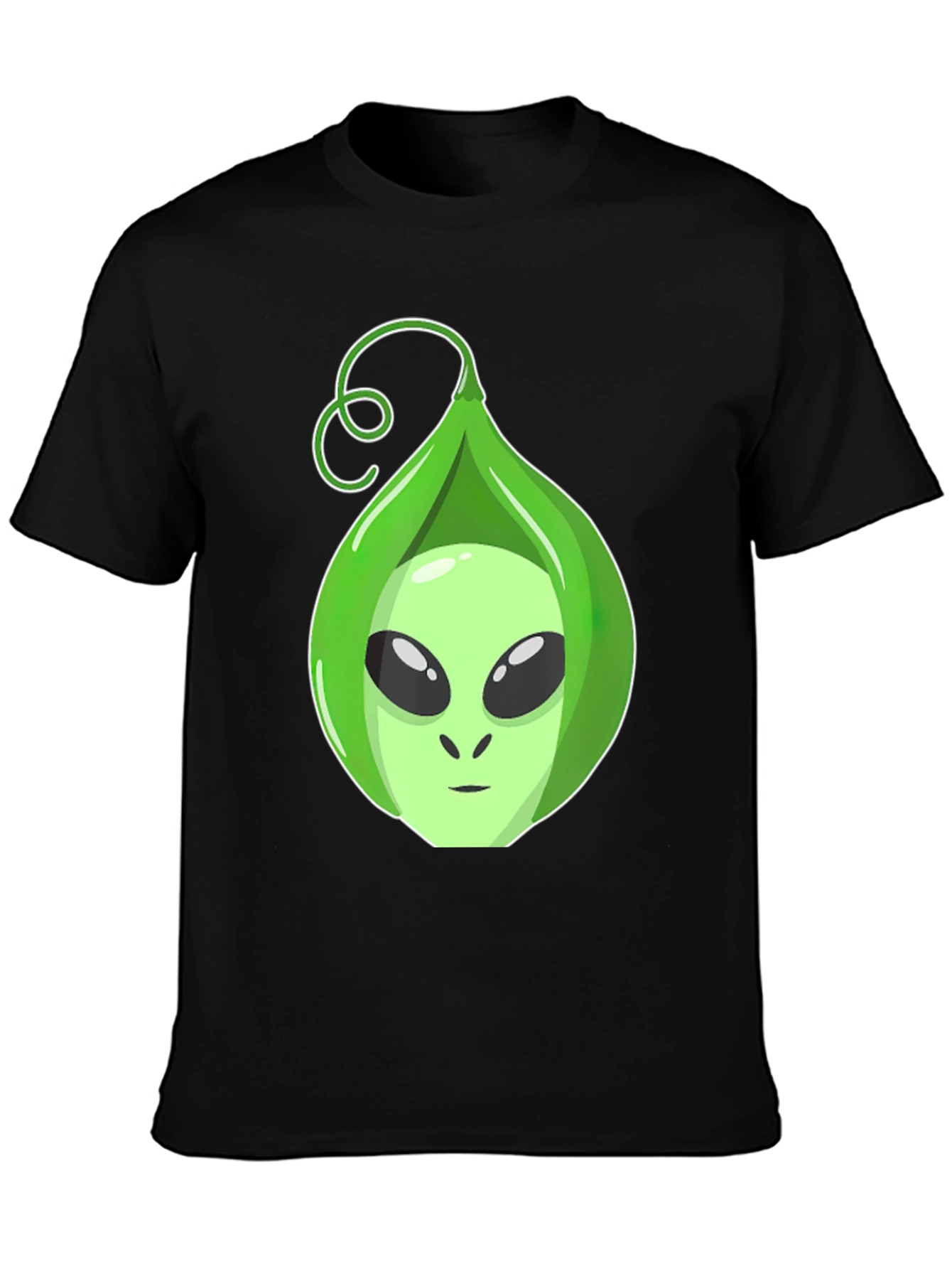 Black Alien In A Pod Black T-Shirt Funny Space Graphic Tee view 3