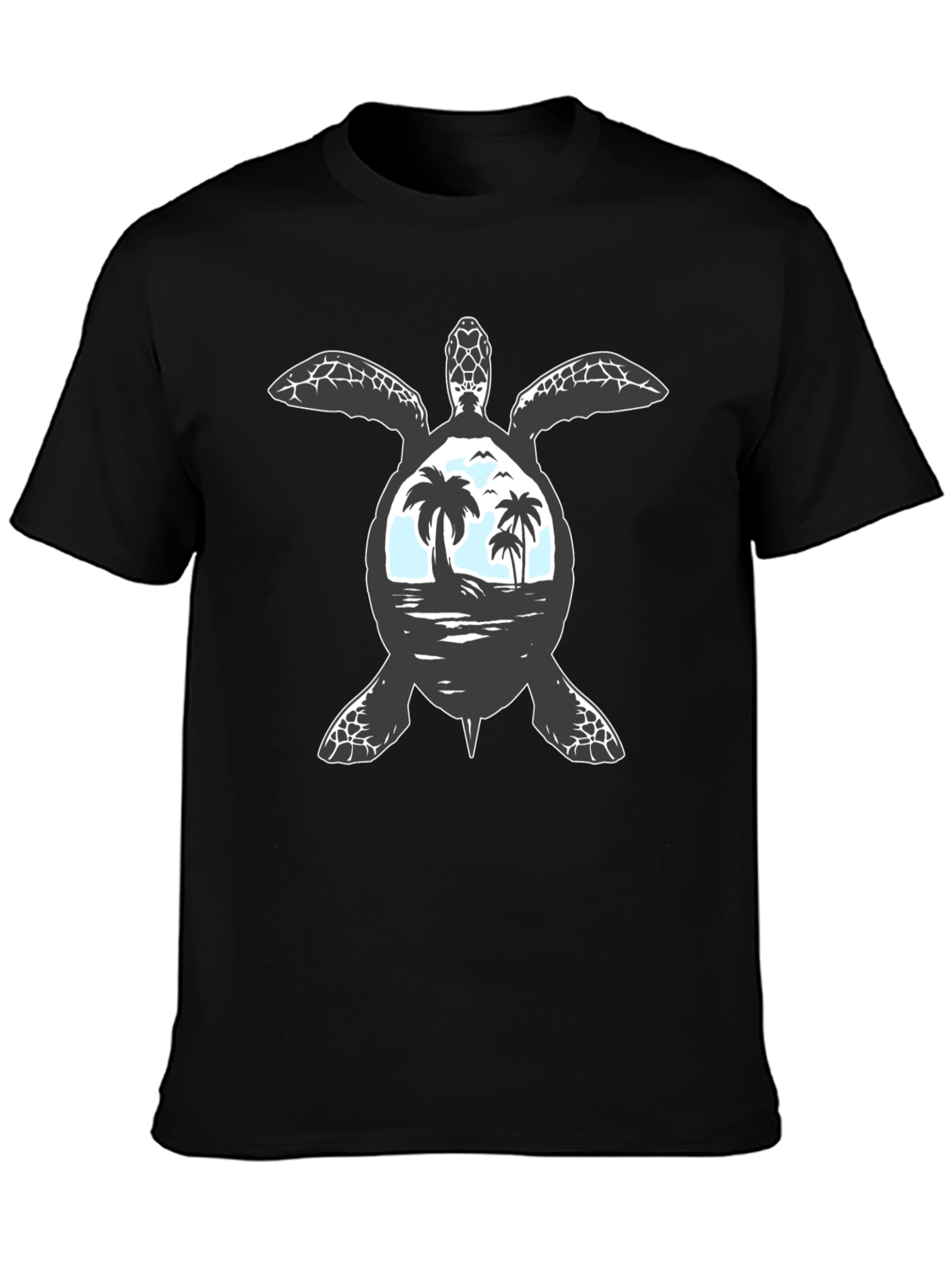 Black Sea Turtle Beach Scene T-Shirt view 3