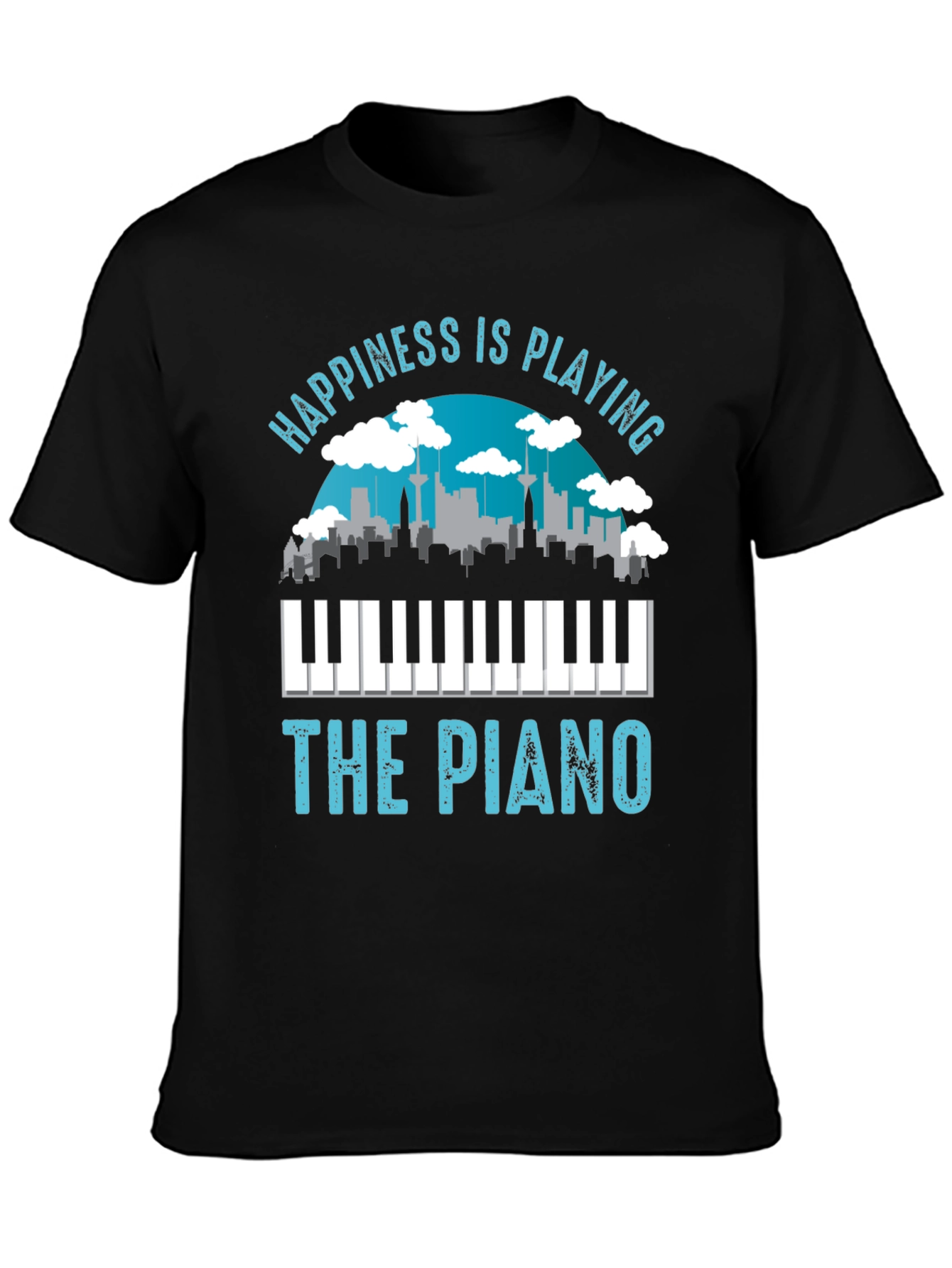 Black Happiness is Playing the Piano T-Shirt view 3