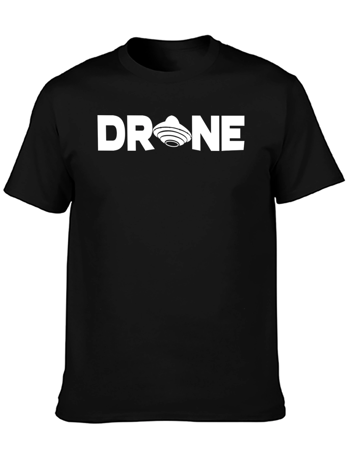 Black Drone UFO Graphic Black T-Shirt view 3