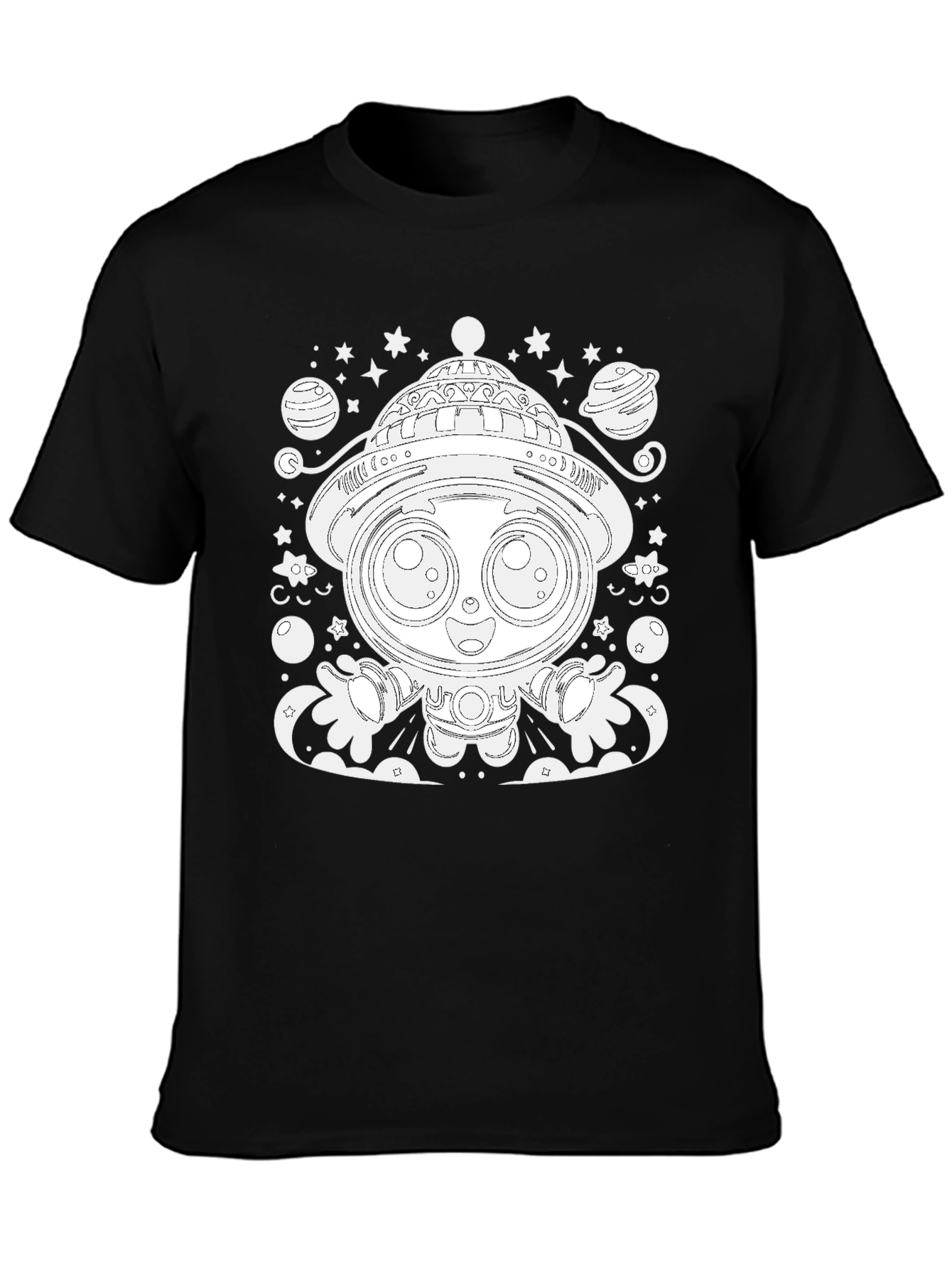 Black Cute Astronaut Graphic Tee view 3