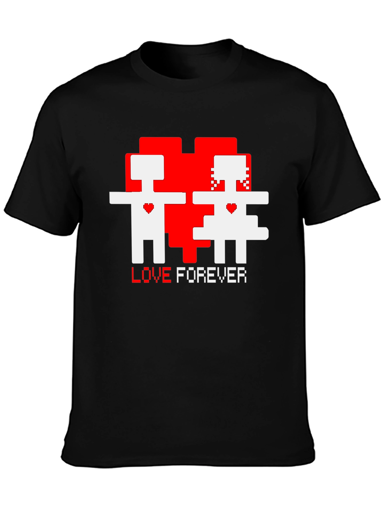 Black Pixel Love Forever Black T-Shirt view 3