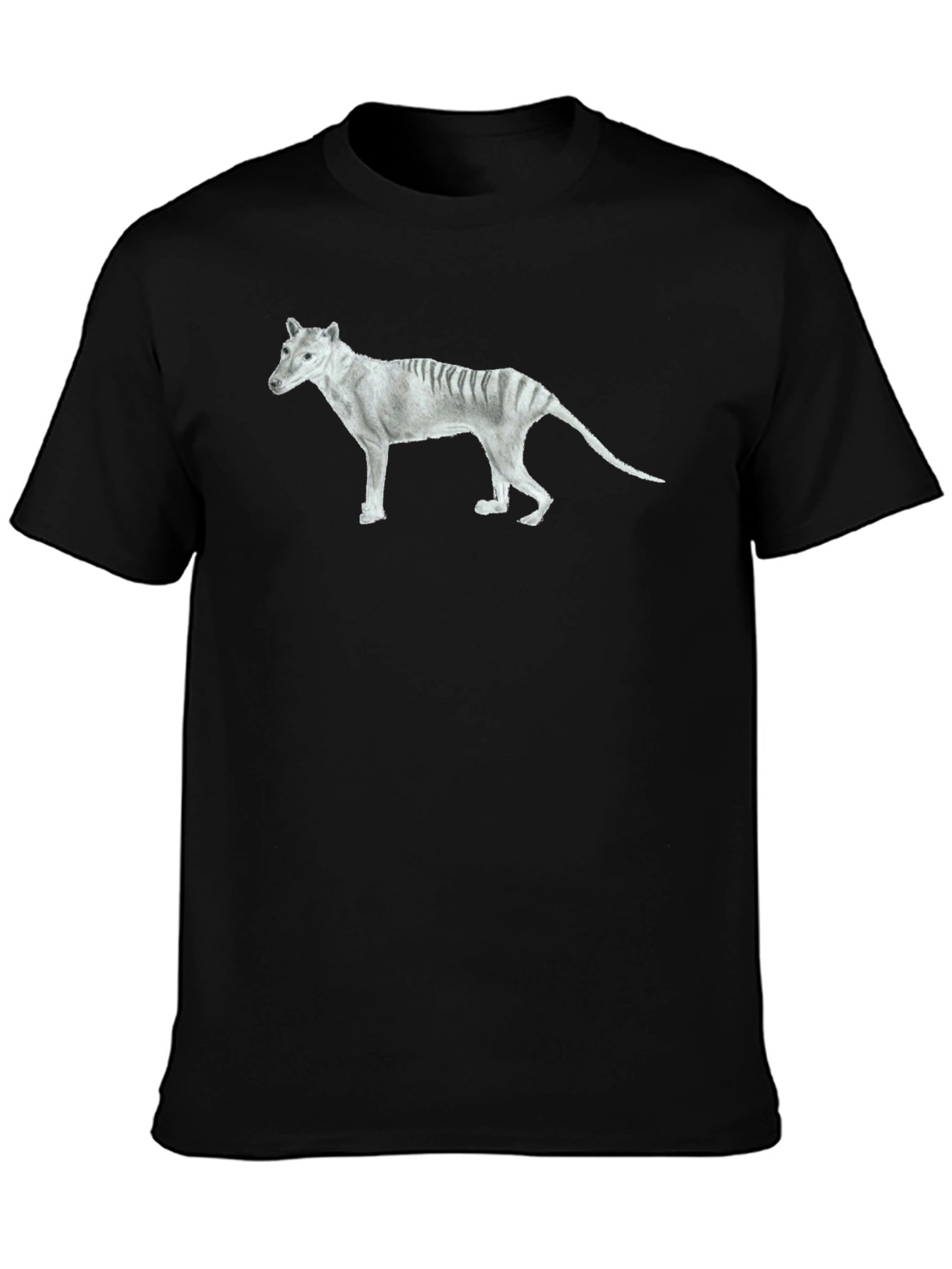 Black Tasmanian Tiger Graphic Tee - Extinct Animal T-Shirt view 3