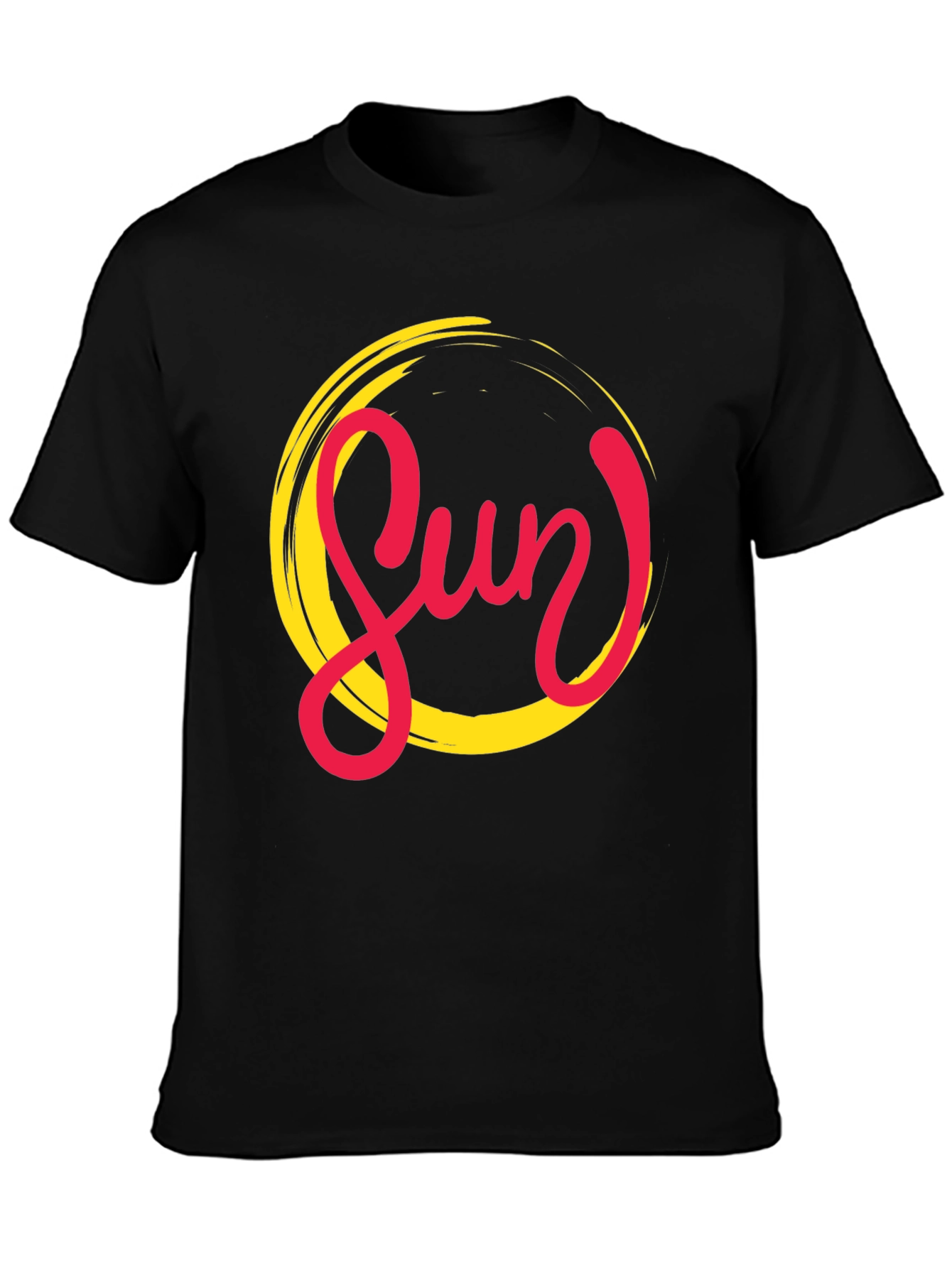 Black Stylish Sun Graphic Black T-Shirt for Men view 3