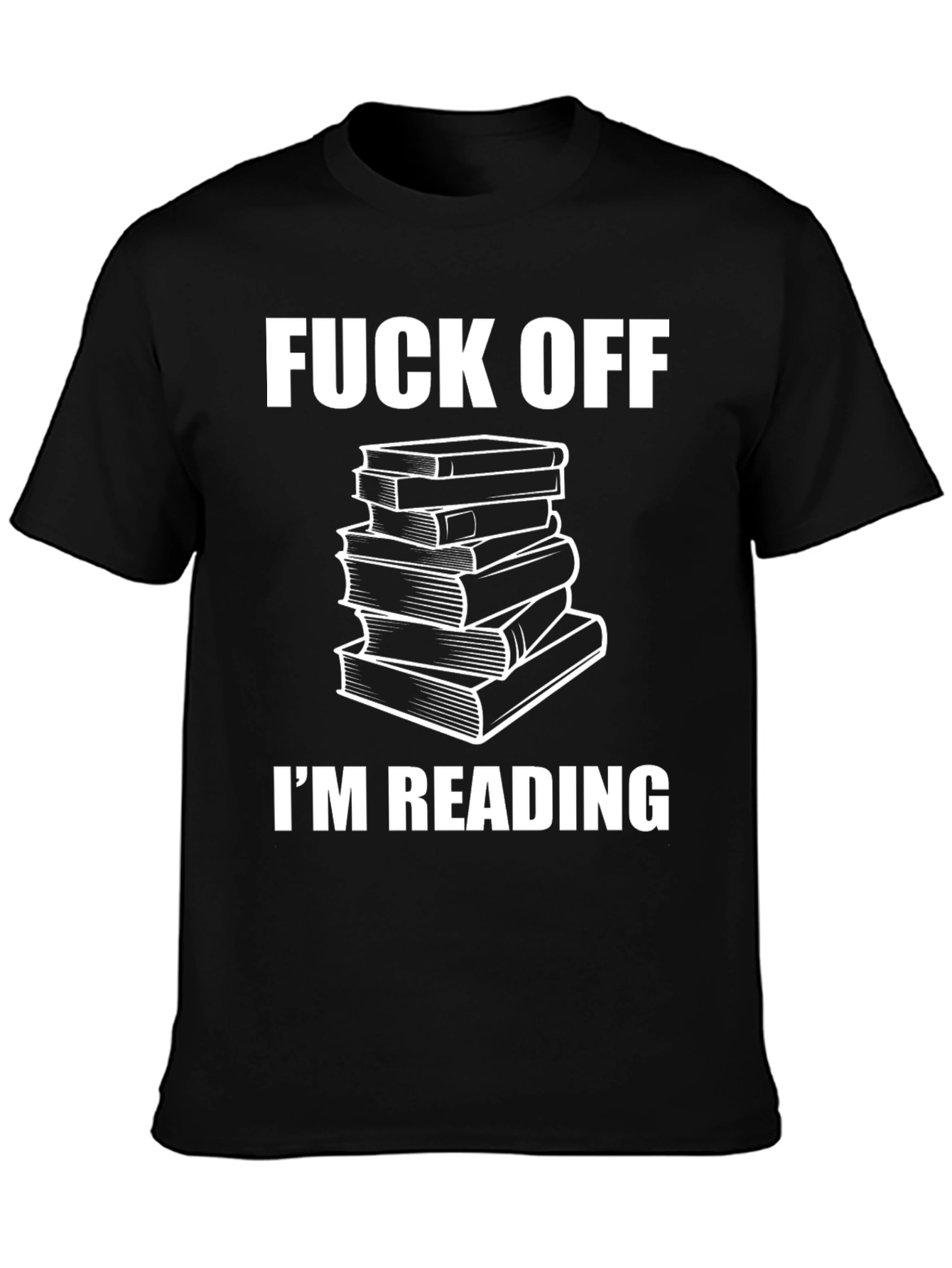 Black Funny Bookworm T-Shirt - "Fuck Off, I'm Reading" view 3