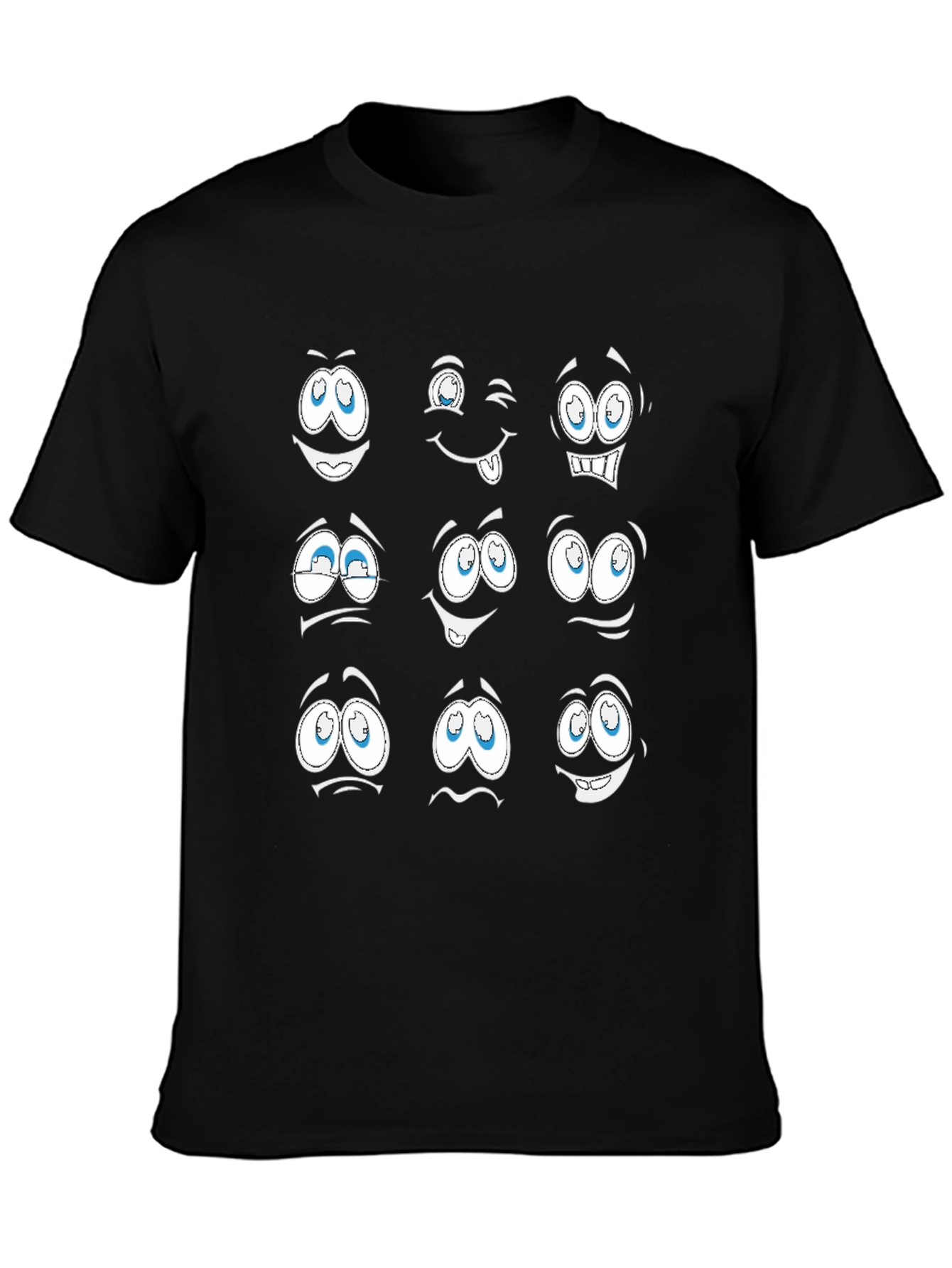 Black Expressive Cartoon Face T-Shirt view 3