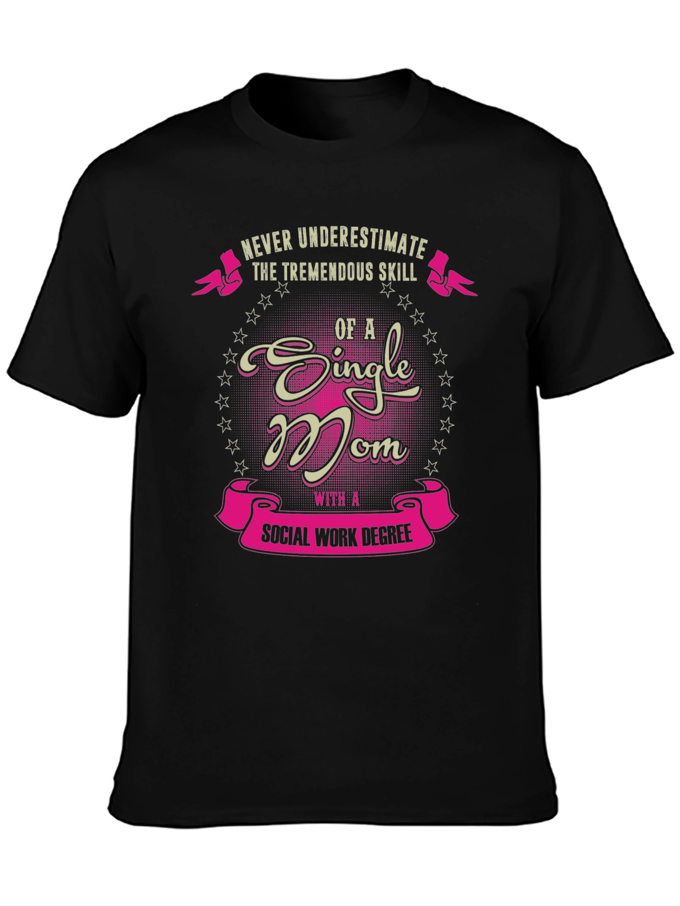 Black Single Mom Social Work Degree T-Shirt view 3