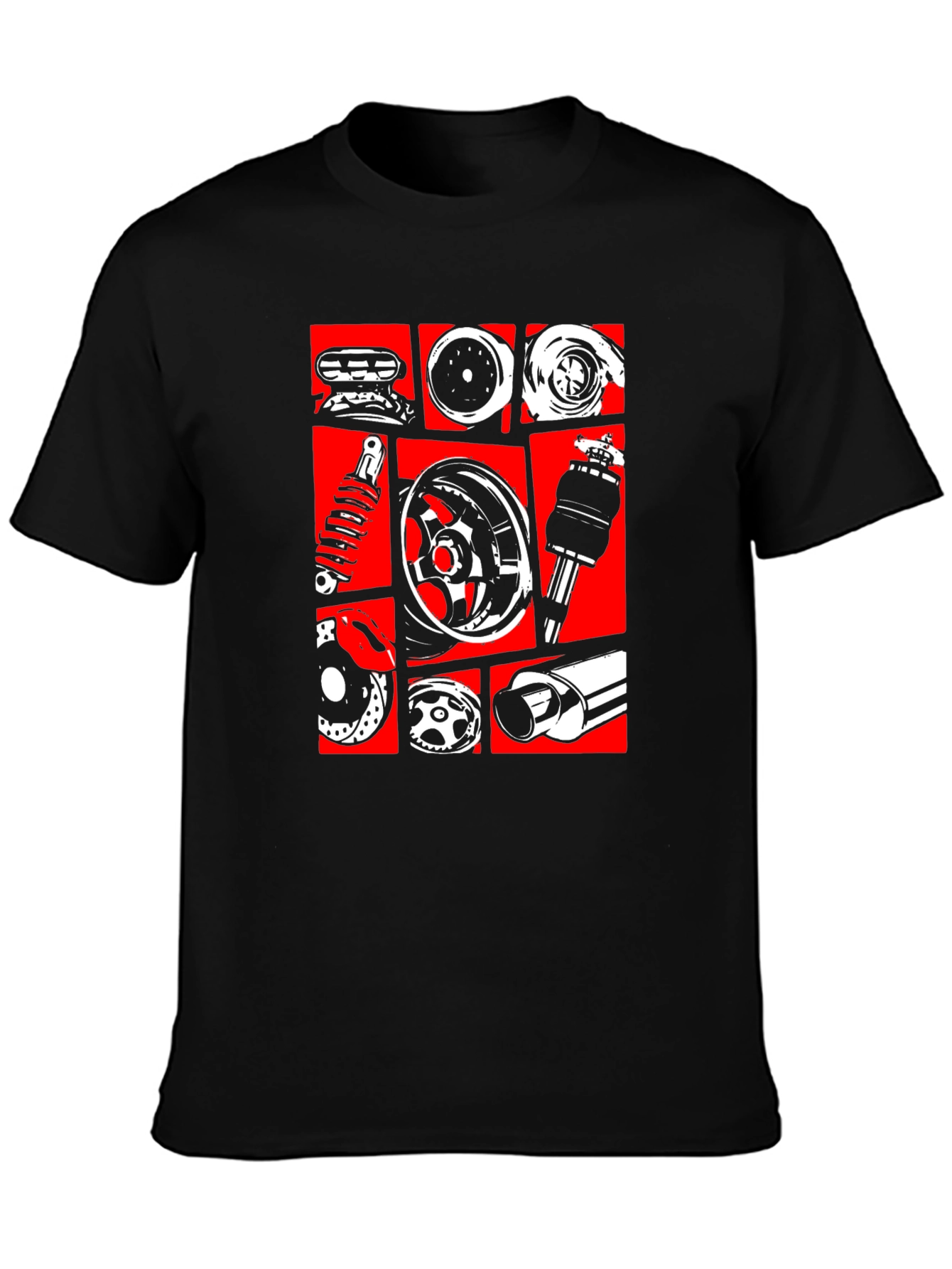Black Car Parts Graphic Tee - Black view 3