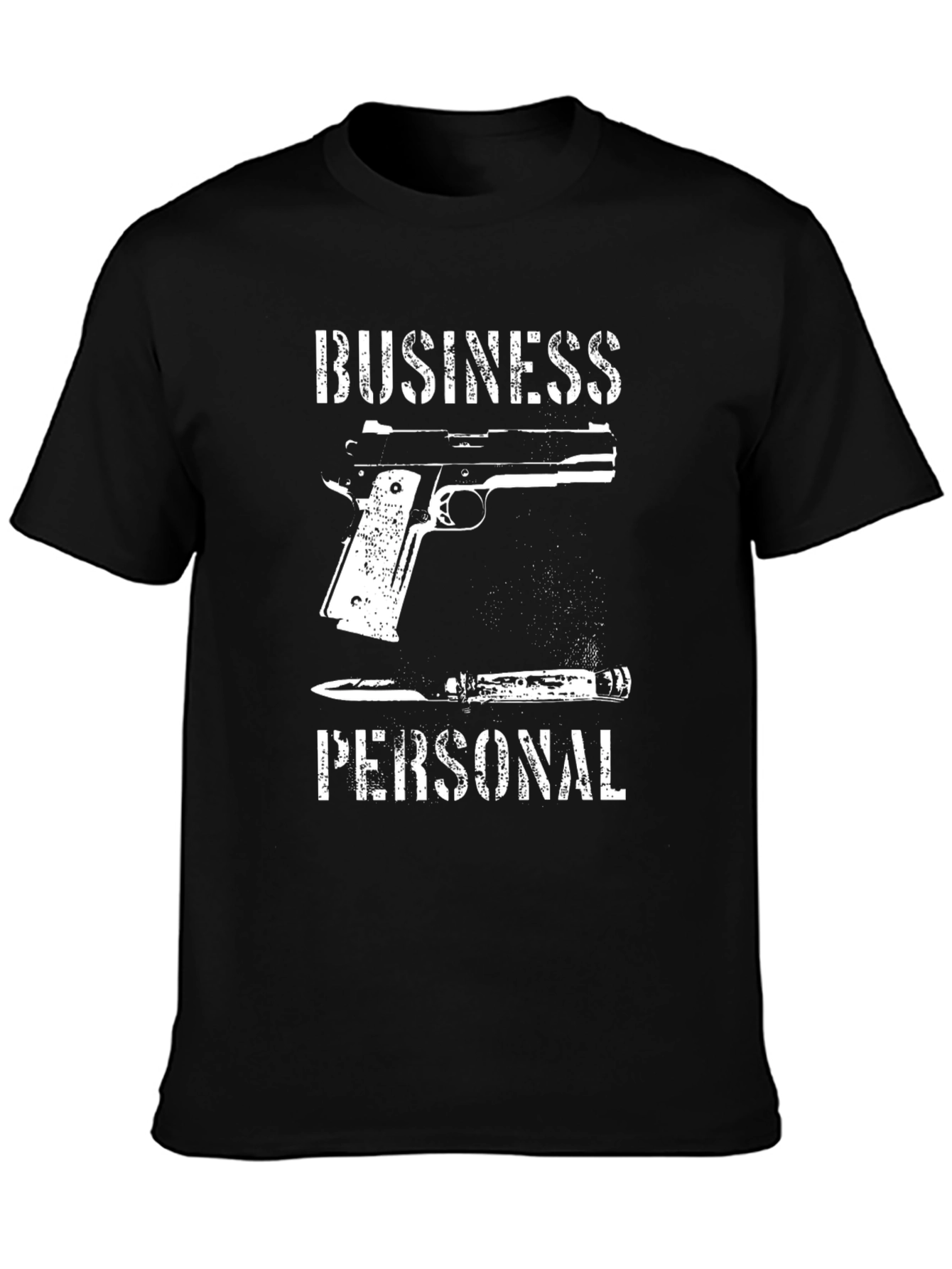 Black Business or Personal T-Shirt: Gun & Knife Graphic Tee view 3
